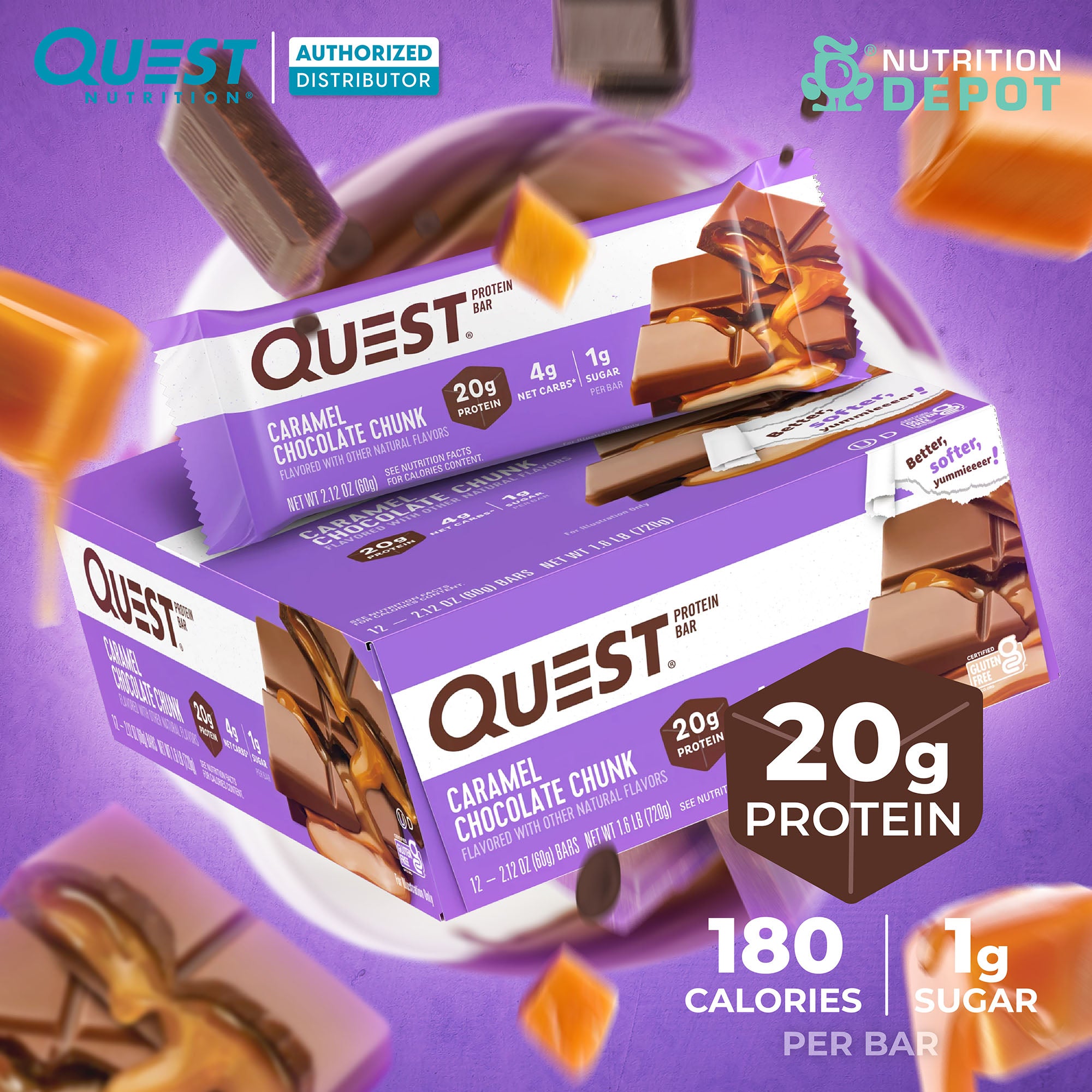 Quest Protein Bar - Caramel Chocolate Chunk 1 Box (12 Bars)