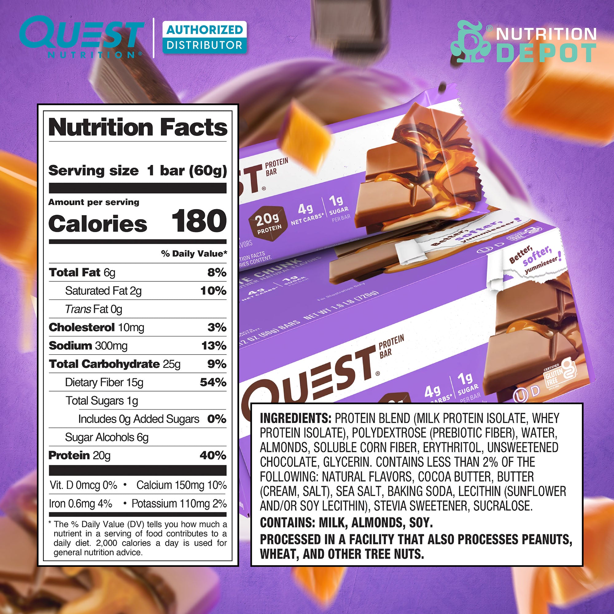 Quest Protein Bar - Caramel Chocolate Chunk 1 Box (12 Bars)