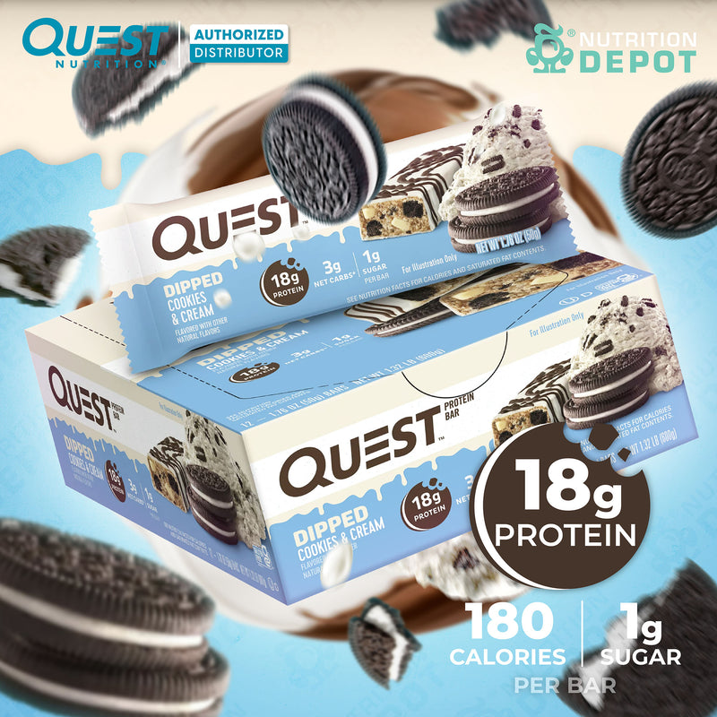 Quest Protein Bar - Dipped Cookie n Cream 1 Box (12 Bars)