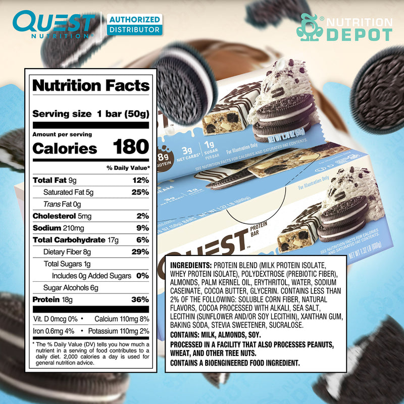 Quest Protein Bar - Dipped Cookie n Cream 1 Box (12 Bars)