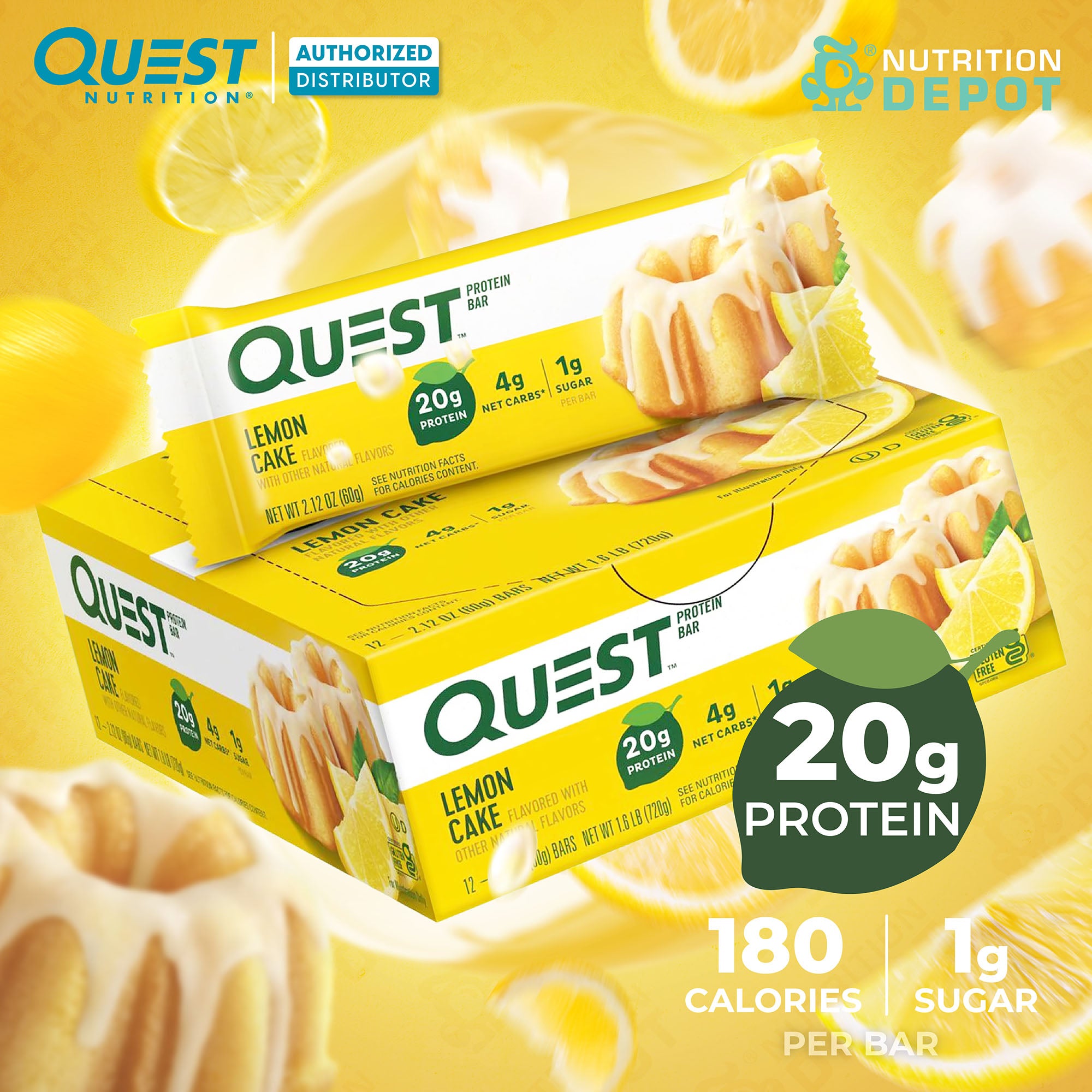 Quest Protein Bar - Lemon Cake 1 Box (12 Bars)