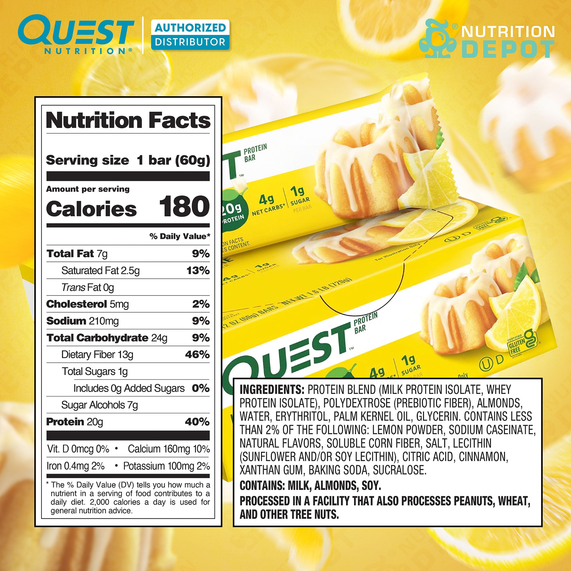 Quest Protein Bar - Lemon Cake 1 Box (12 Bars)