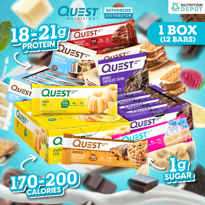 โปรตีนบาร์ Quest Protein Bar - Dipped Choc Chip Cookie Dough 1 Box (12 Bars)