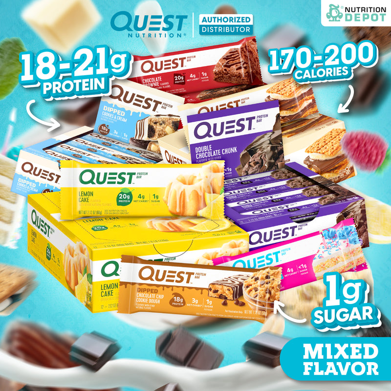 Quest Protein Bar - Mixed Flavor 12 Bars (คละรส 12 แท่ง)