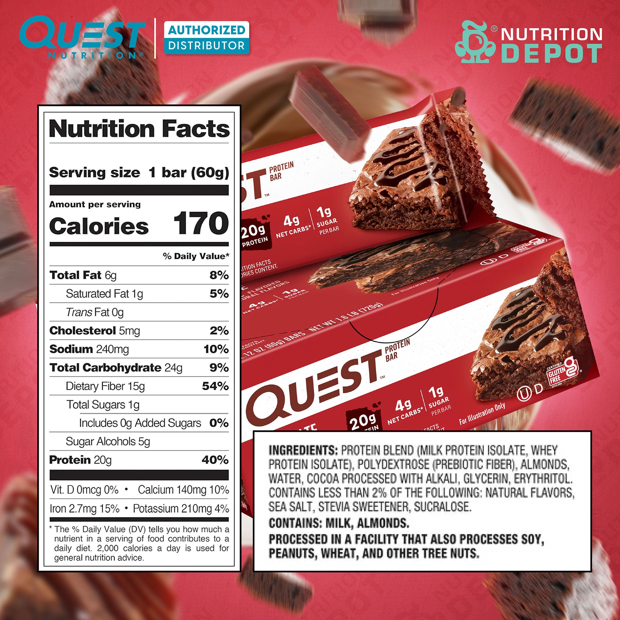 Quest Protein Bar - Chocolate Brownie 1 Box (12 Bars)