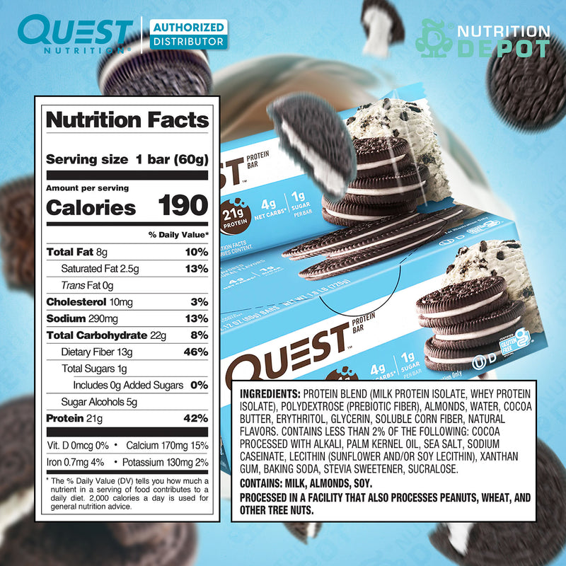 Quest Protein Bar - Cookies & Cream 1 Box (12 Bars)