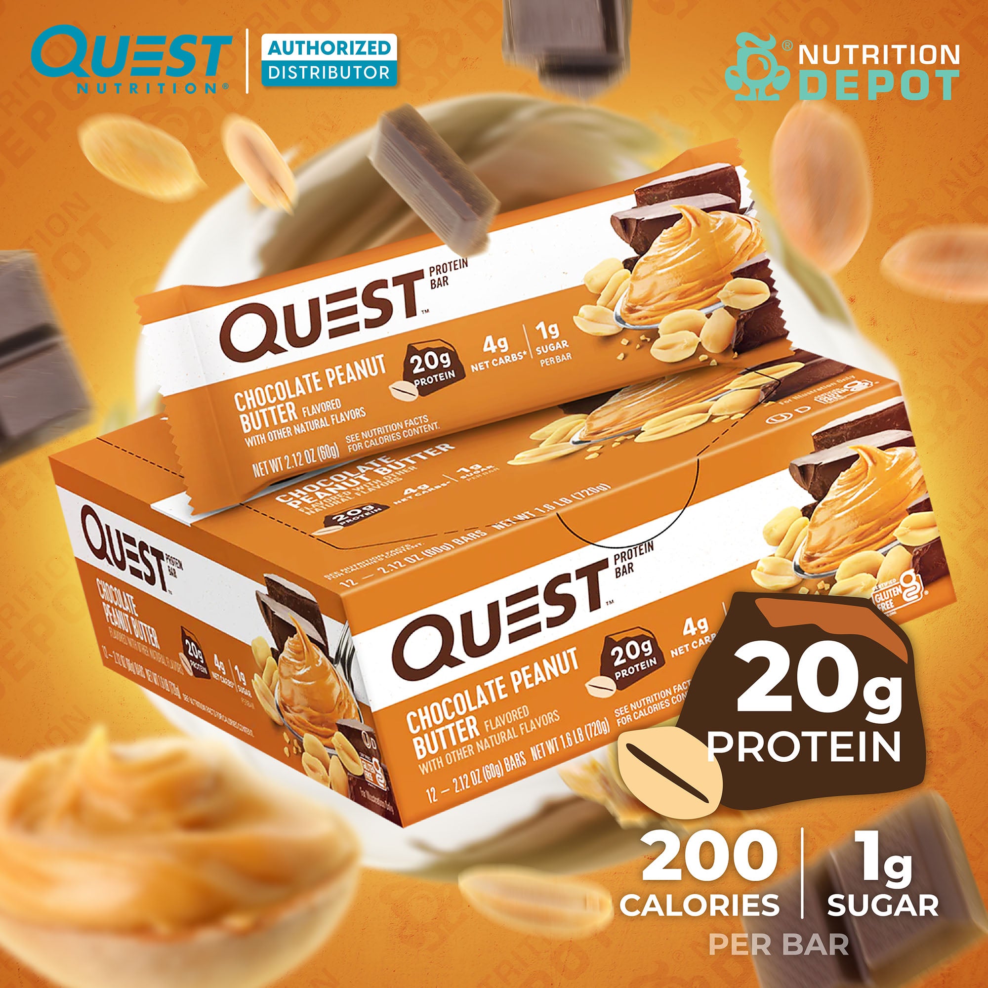 Quest Protein Bar - Chocolate Peanut Butter 1 Box (12 Bars)