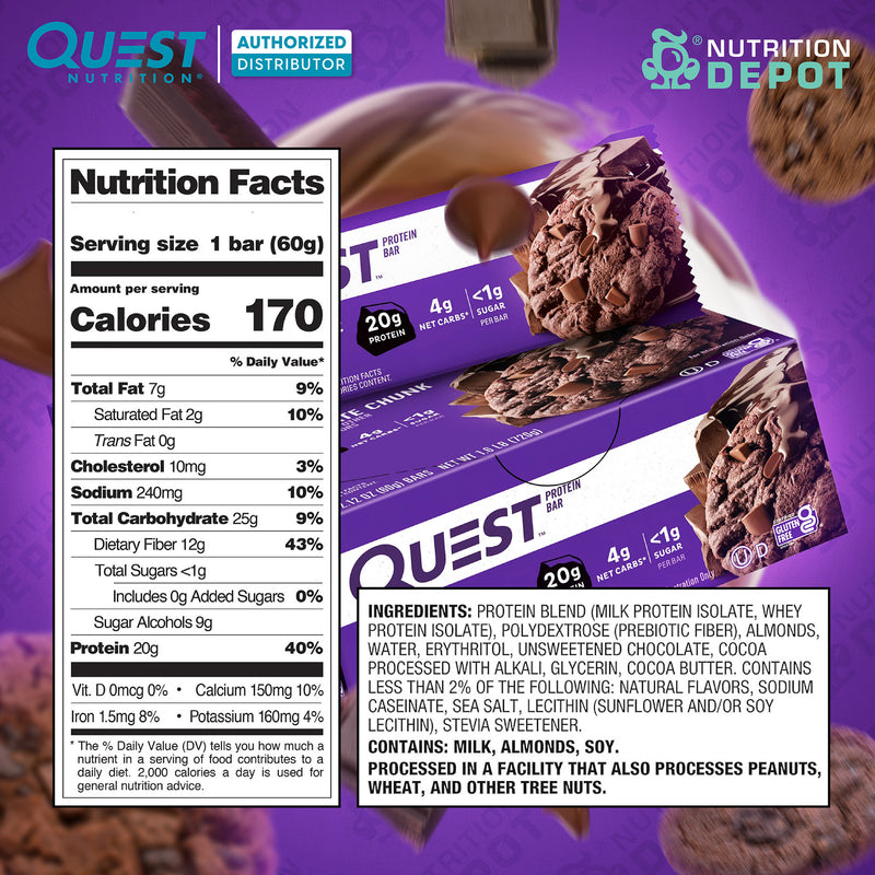 Quest Protein Bar - Double Chocolate Chunk 1 Box (12 Bars)
