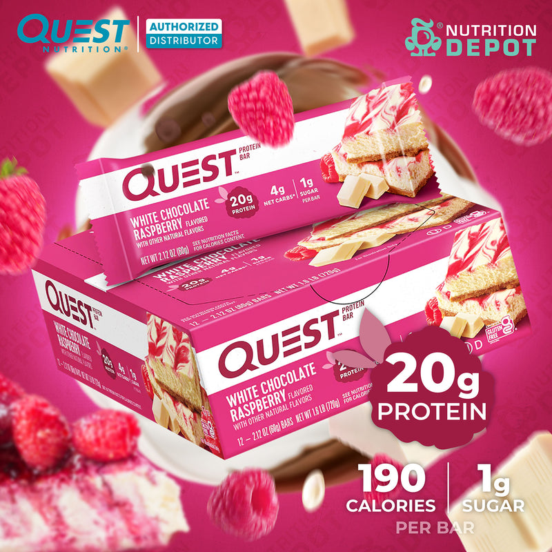 Quest Protein Bar - White Chocolate Raspberry 1 Box (12 Bars)