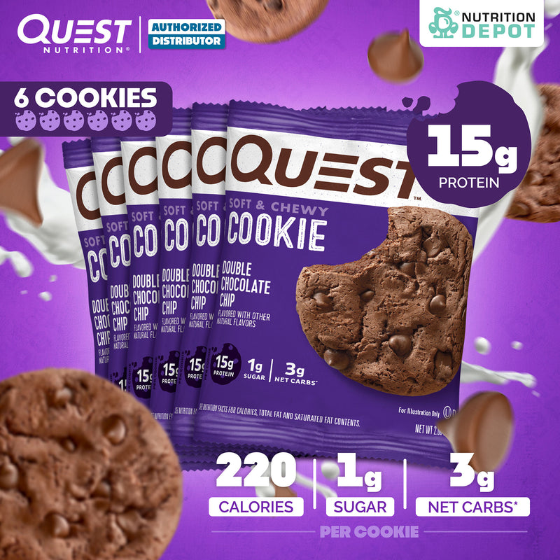 โปรตีนคุกกี้ Quest Protein Cookie Double Chocolate Chip 6 Pieces