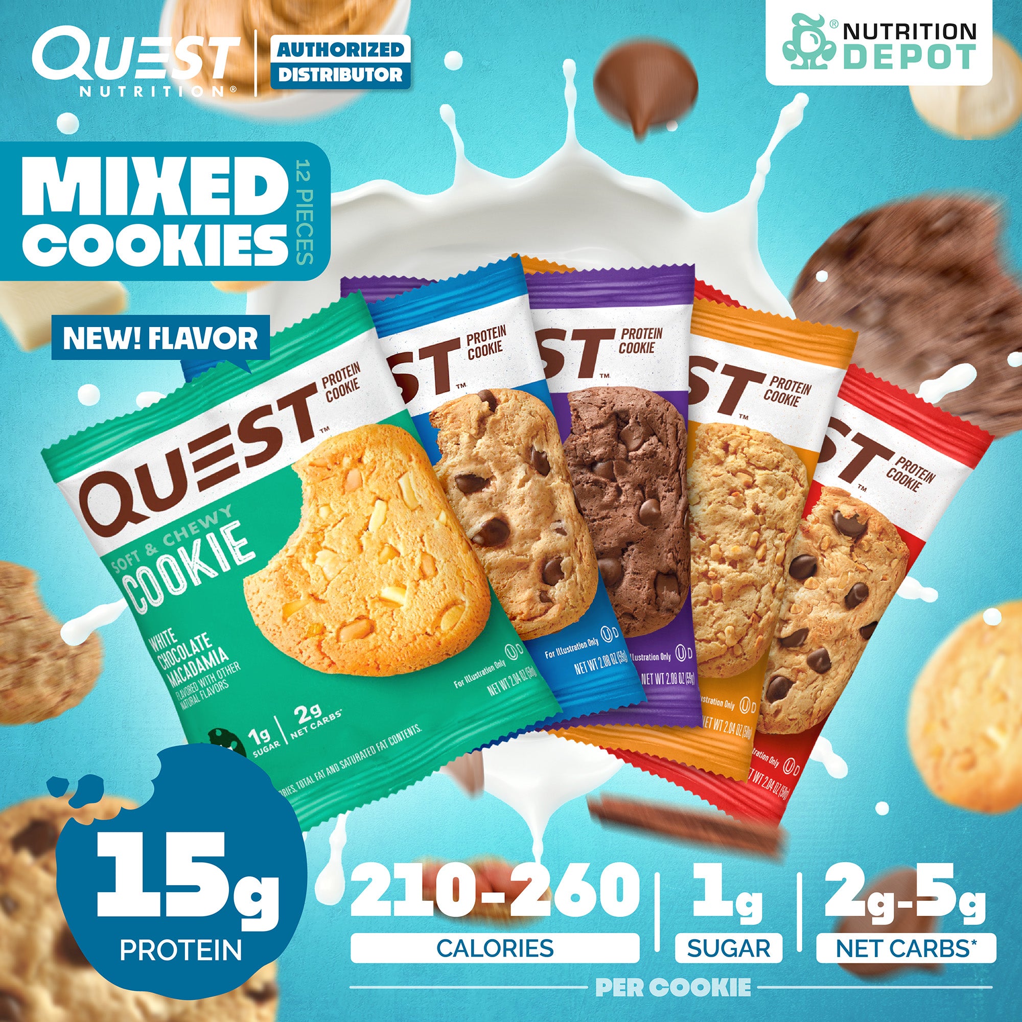 Quest Protein Cookie - Mixed Flavor 12 Pieces (คละรส 12 ชิ้น)