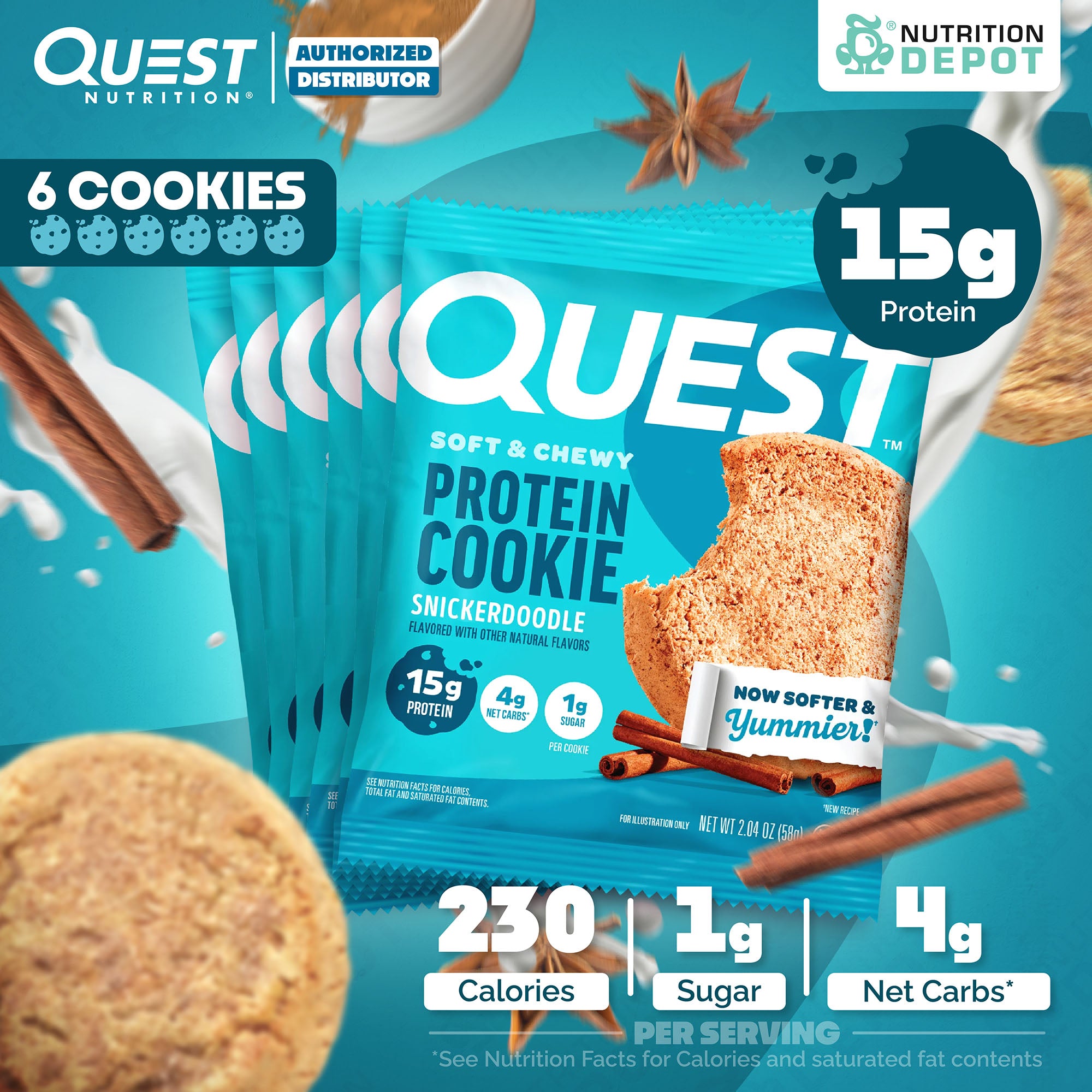 โปรตีนคุกกี้ Quest Protein Cookie Snickerdoodle 6 Pieces