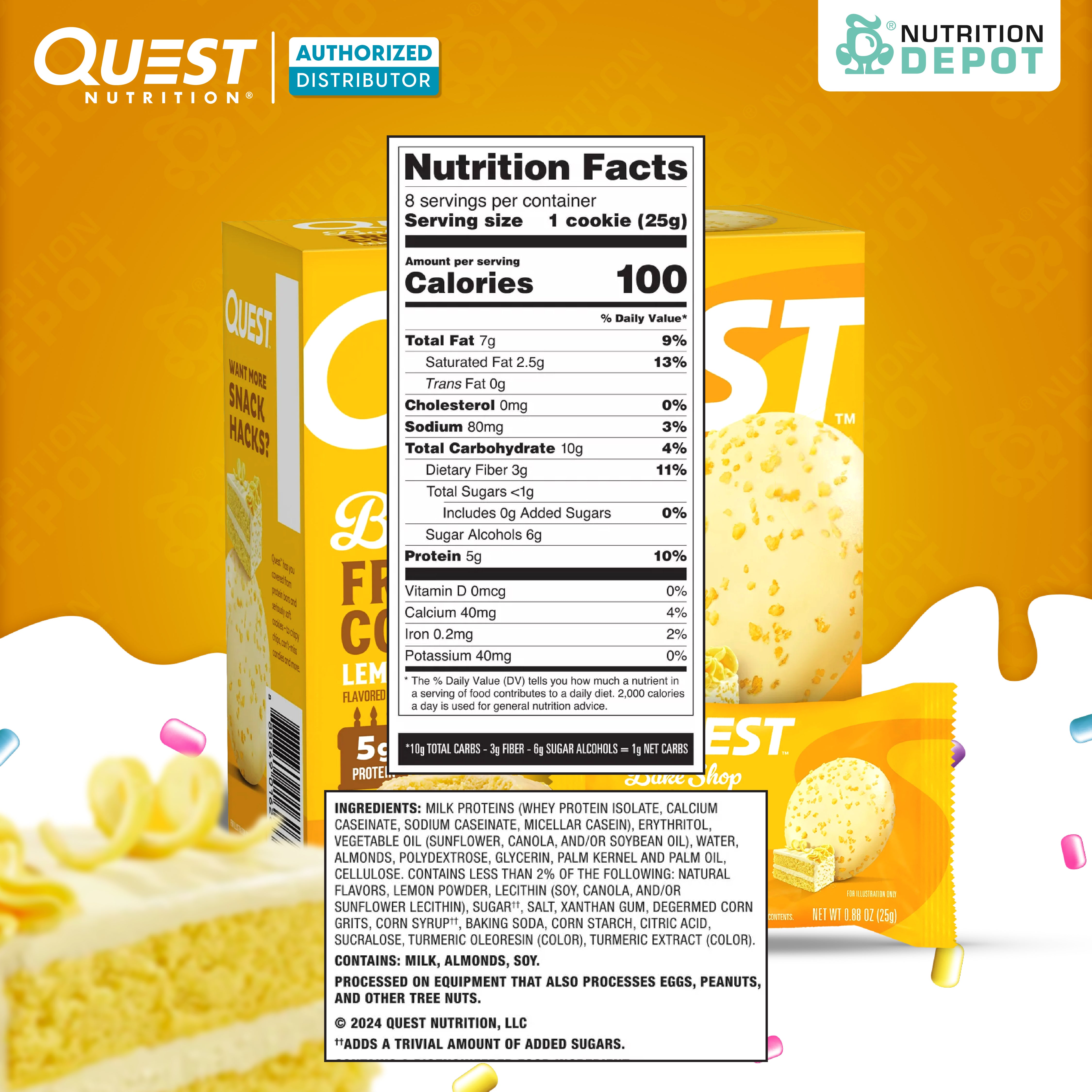 Quest Protein Frosted Cookie Lemon Cake - 1 Box (8 Pieces)