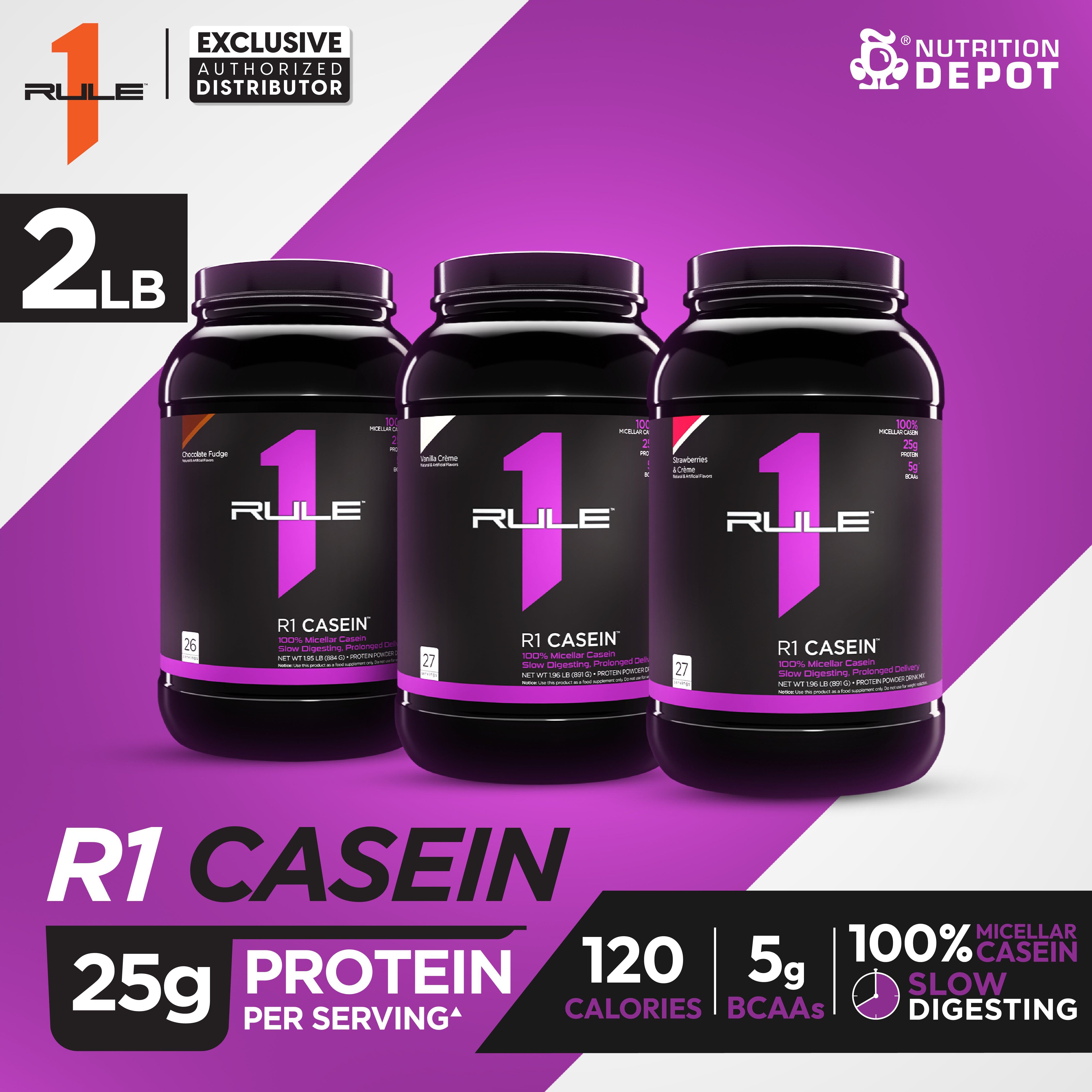 Rule1 Casein 2lb - Vanilla Creme เวย์โปรตีนดูดซึมช้า