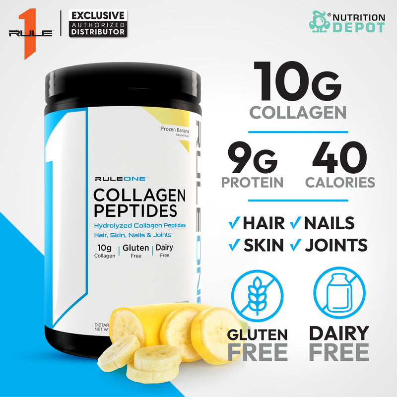 Rule1 Collagen Peptides 28 Servings - Frozen Banana