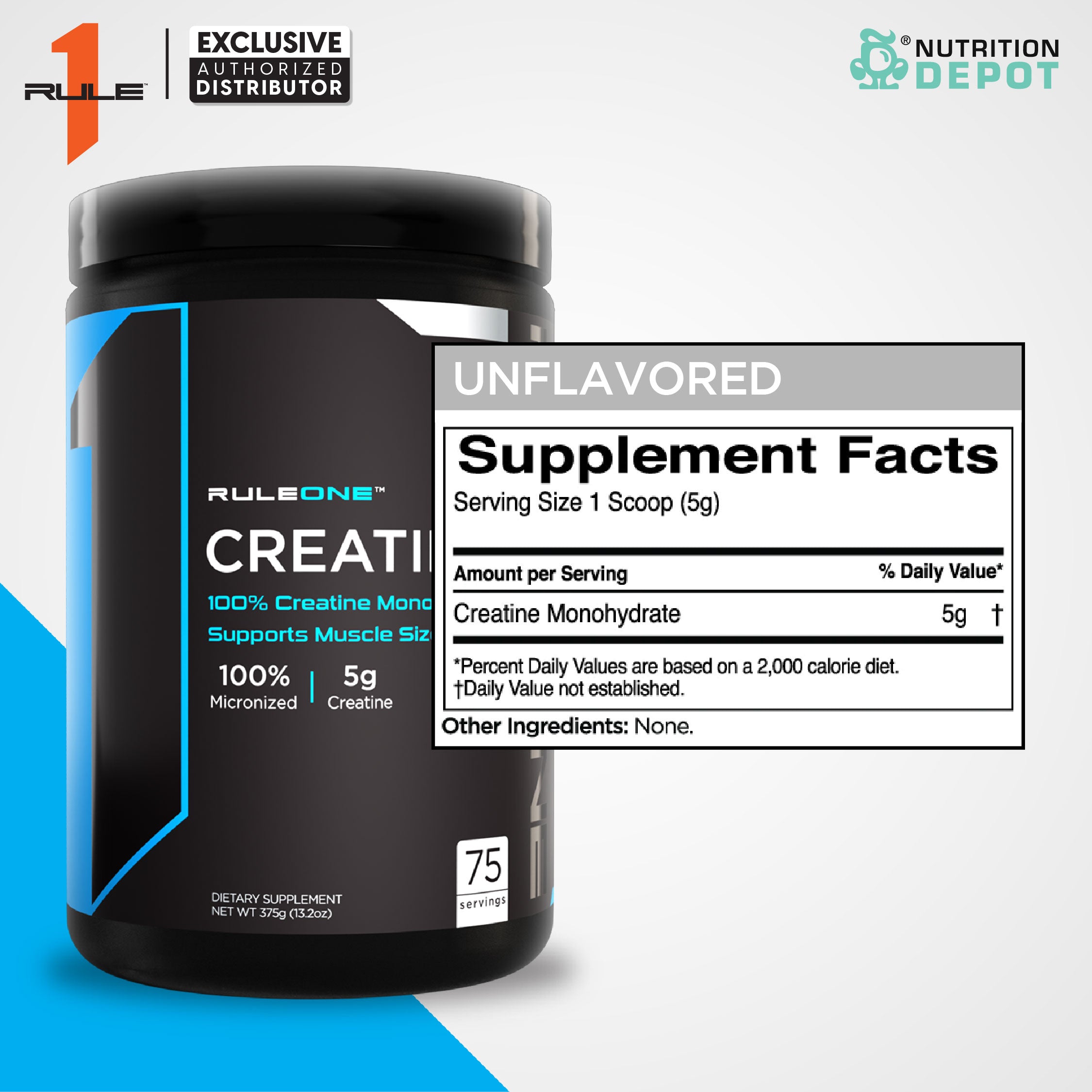 Rule1 Micronized Creatine 375g กรดอะมิโนเพิ่มพลังให้กล้ามเนื้อ