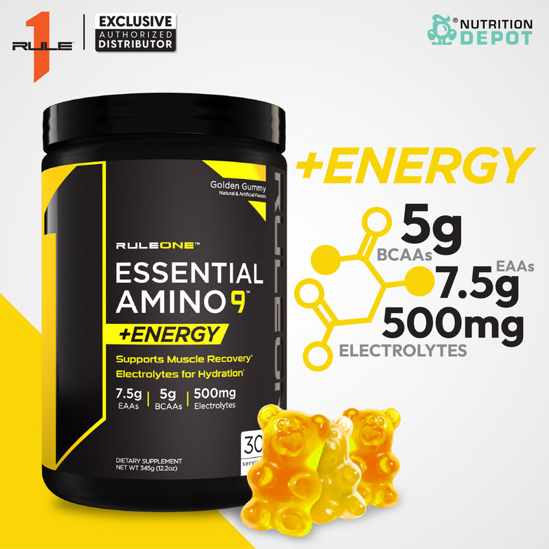 Rule1 EAA 9 + Energy 30 Servings - Golden Gummy กรดอะมิโนรวมฟื้นฟูกล้ามเนื้อ