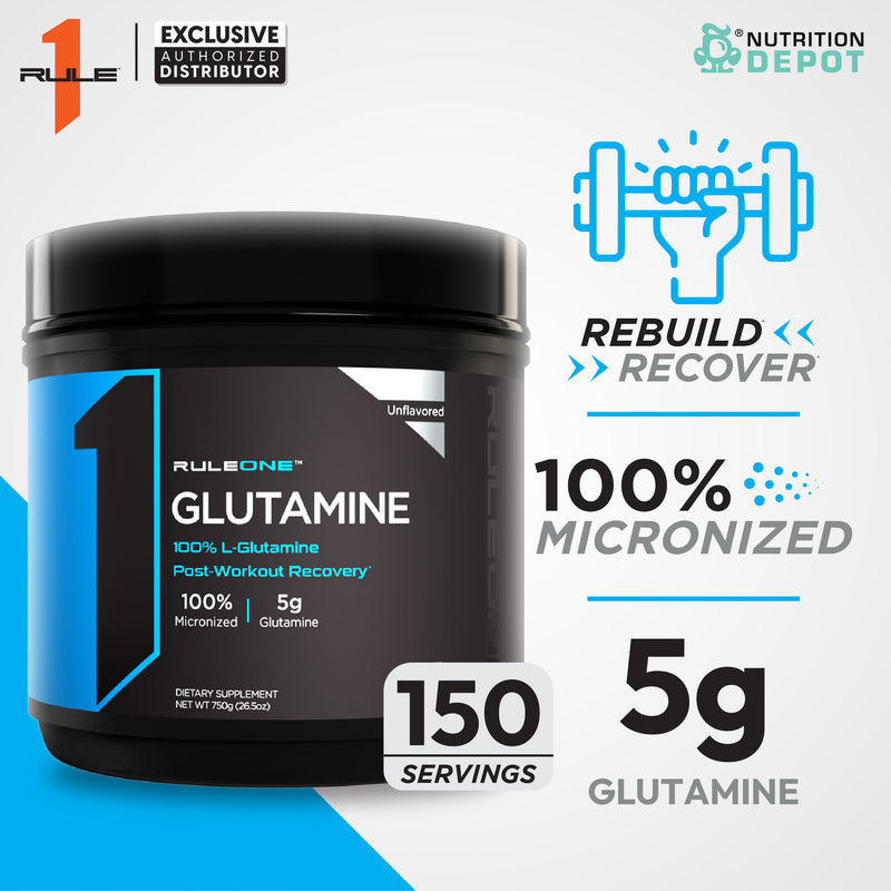 Rule1 Micronized Glutamine 750g กรดอะมิโนฟื้นฟูกล้ามเนื้อ