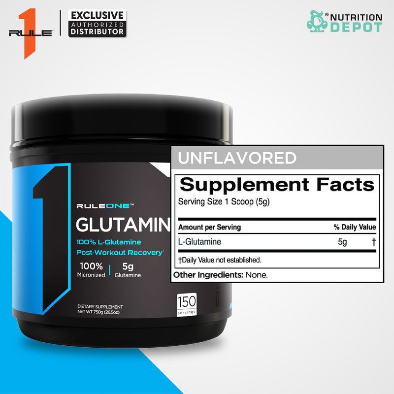 Rule1 Micronized Glutamine 750g กรดอะมิโนฟื้นฟูกล้ามเนื้อ