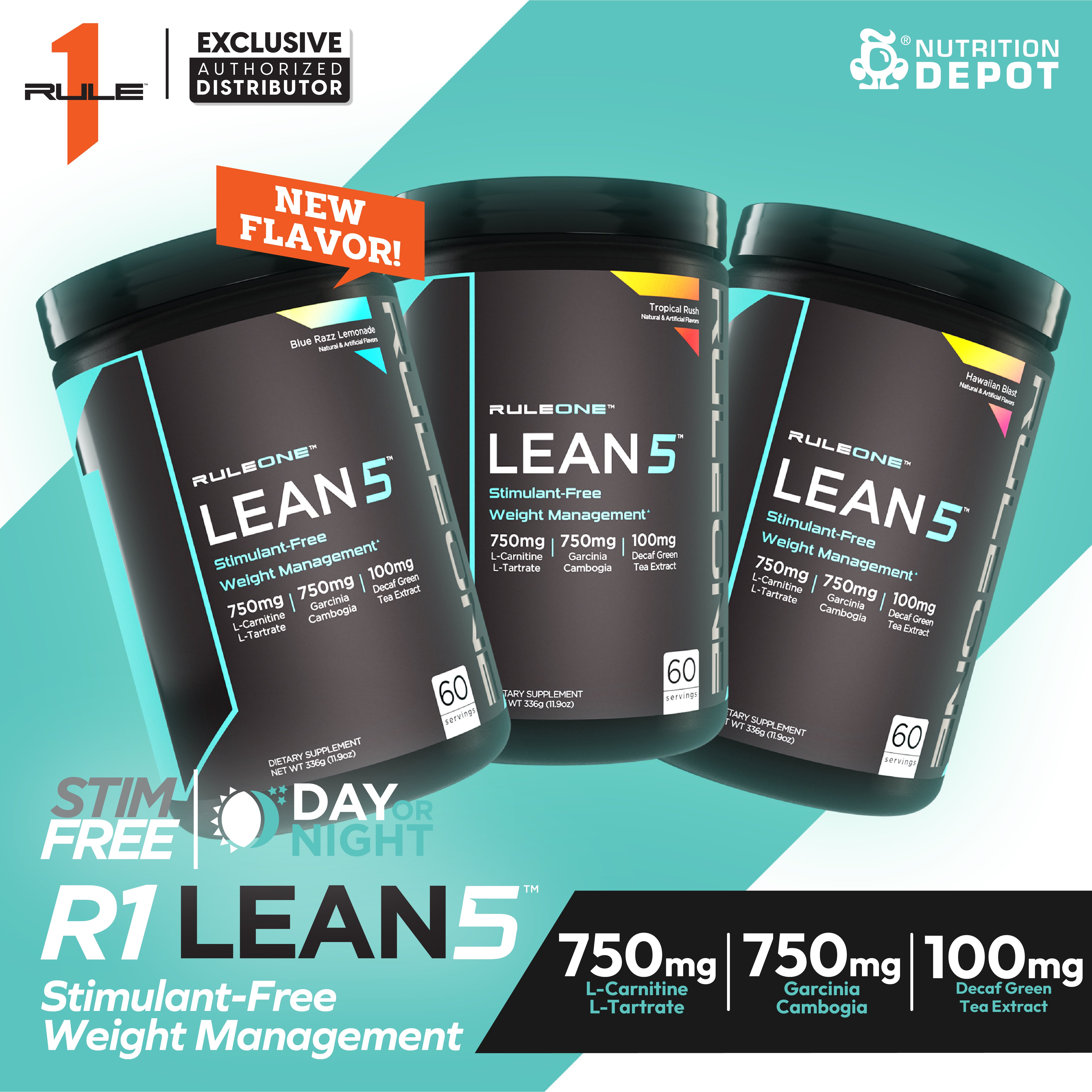 Rule1 Lean5 60 Servings - Blue Razz Lemonade