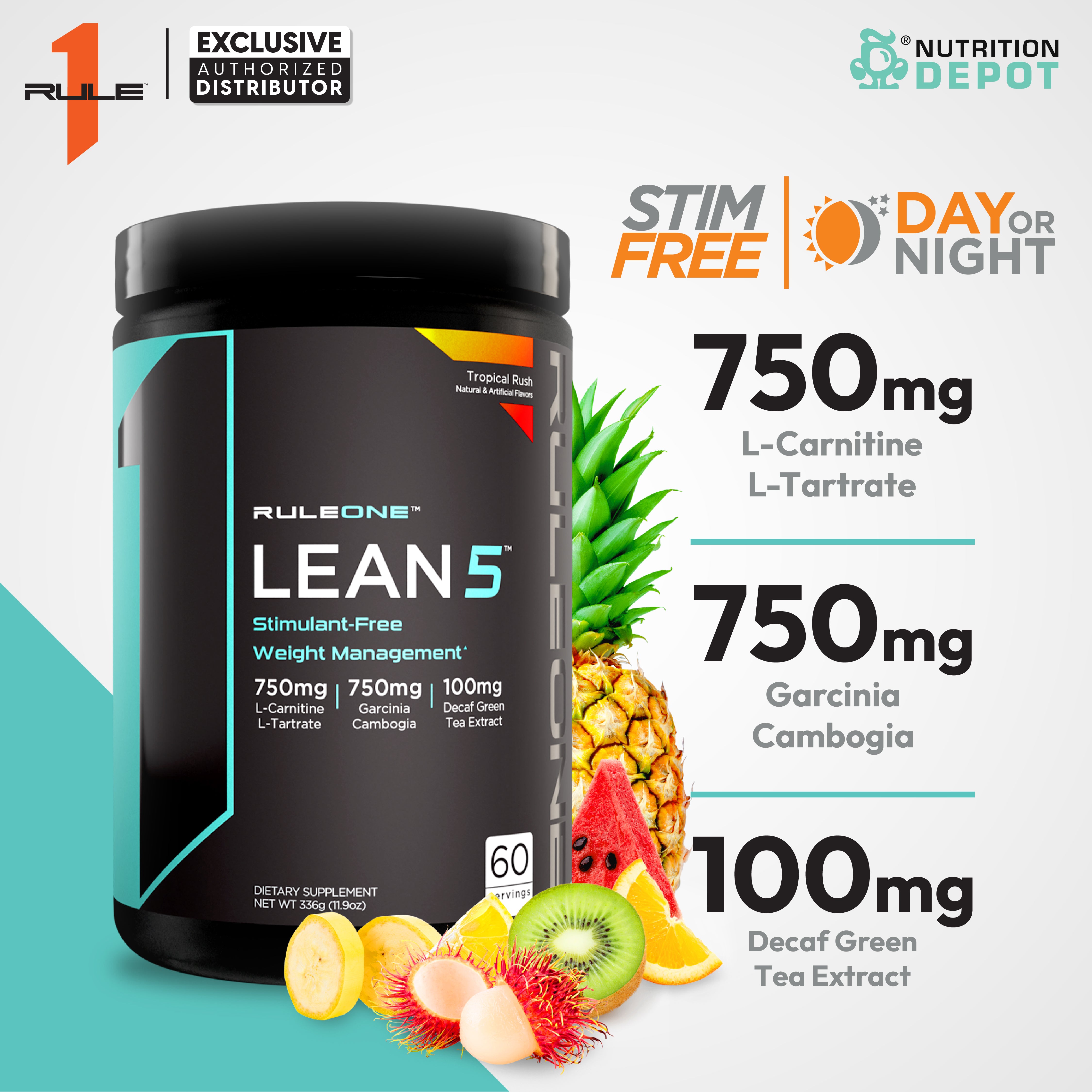 Rule1 Lean5 60 Servings - Tropical Rush