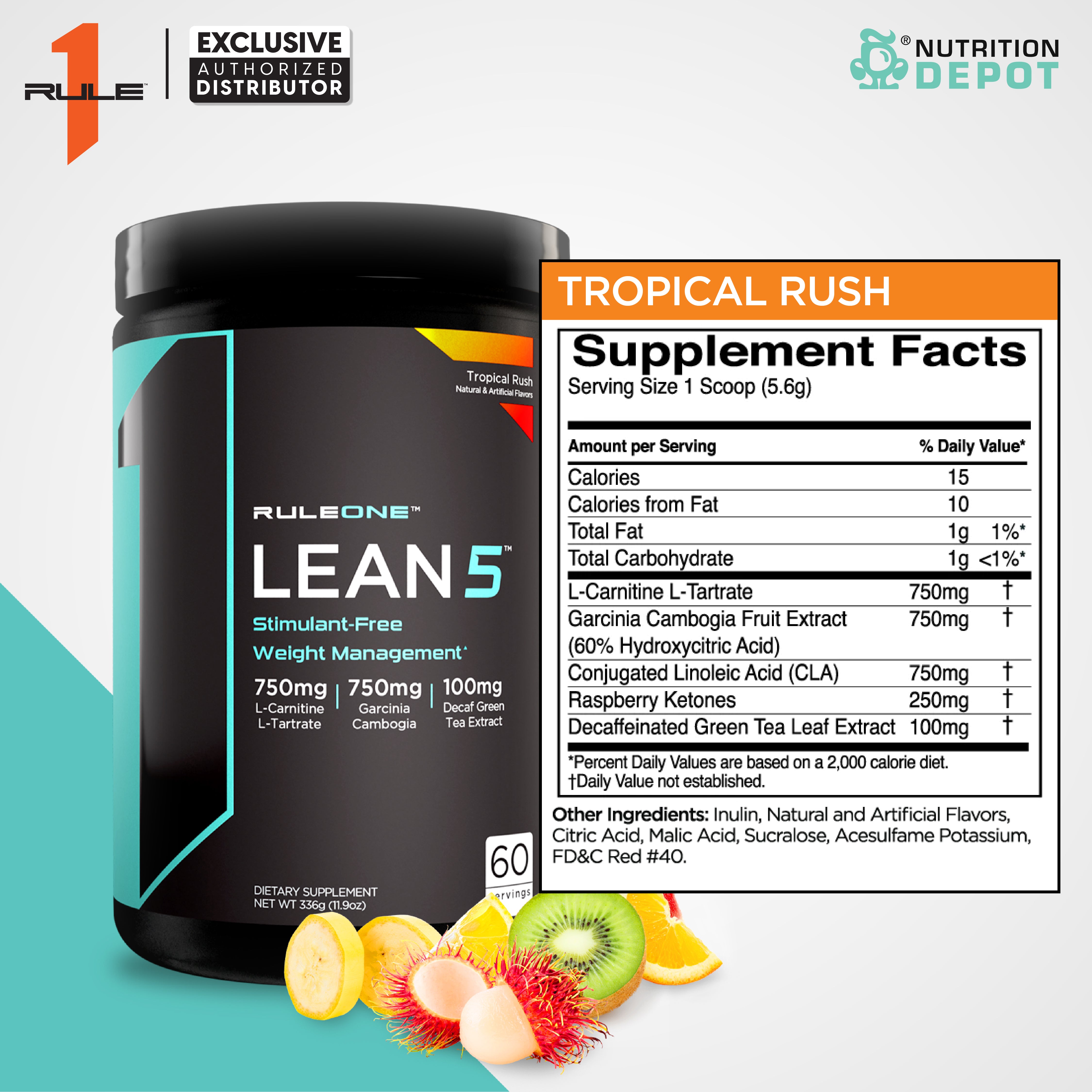 Rule1 Lean5 60 Servings - Tropical Rush