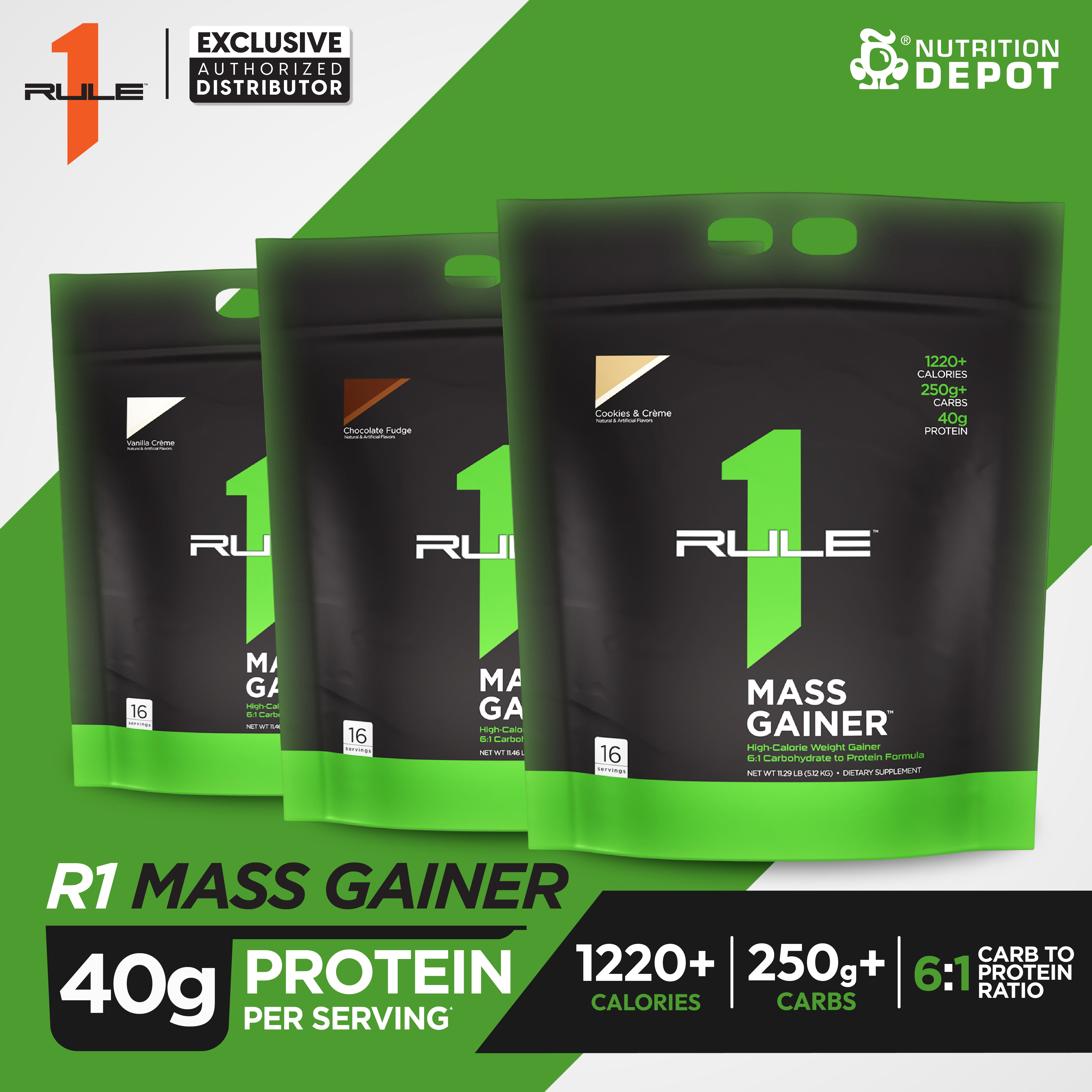 Rule1 Mass Gainer 11.43lb  - Chocolate Fudge เวย์โปรตีนเพิ่มน้ำหนัก