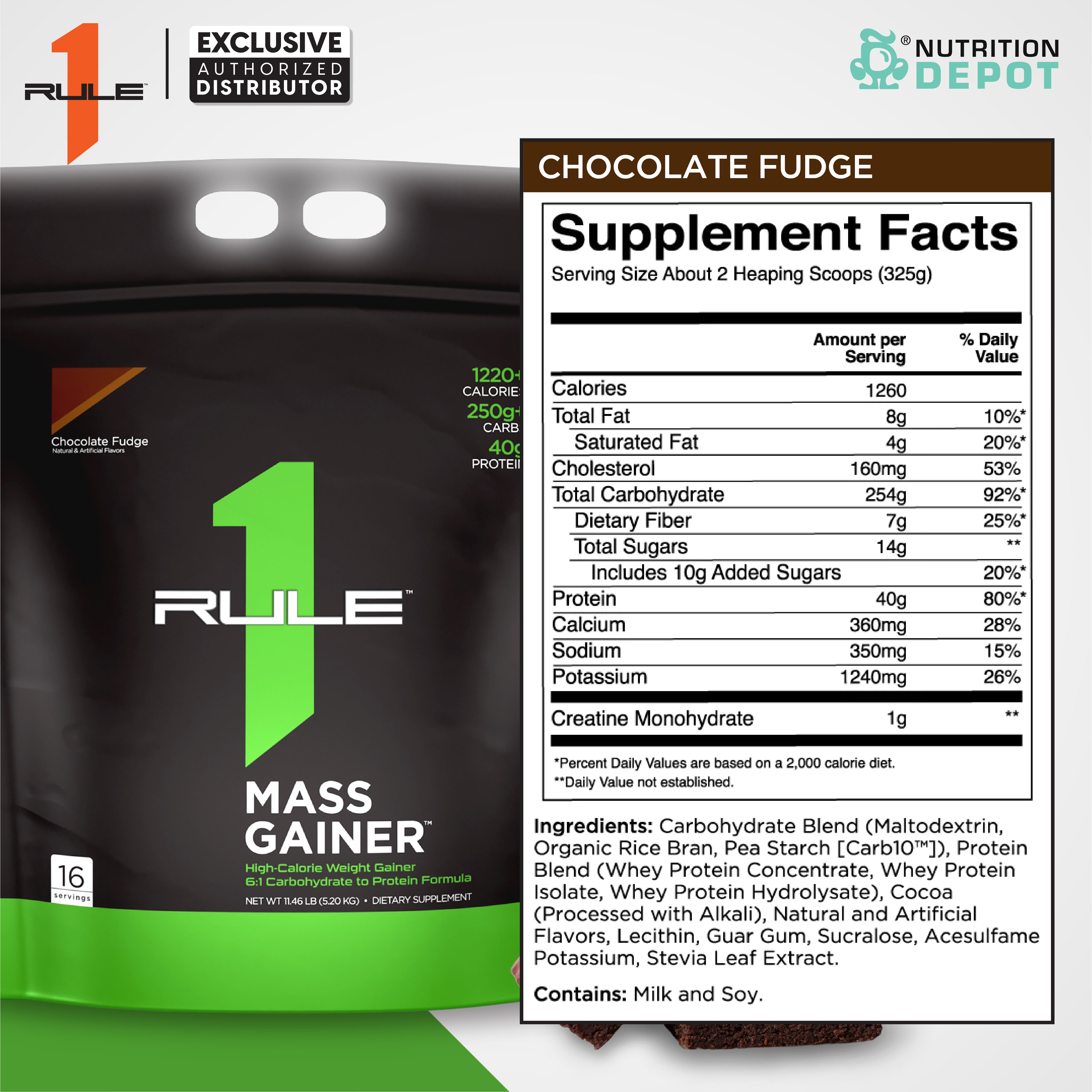 Rule1 Mass Gainer 11.43lb  - Chocolate Fudge เวย์โปรตีนเพิ่มน้ำหนัก