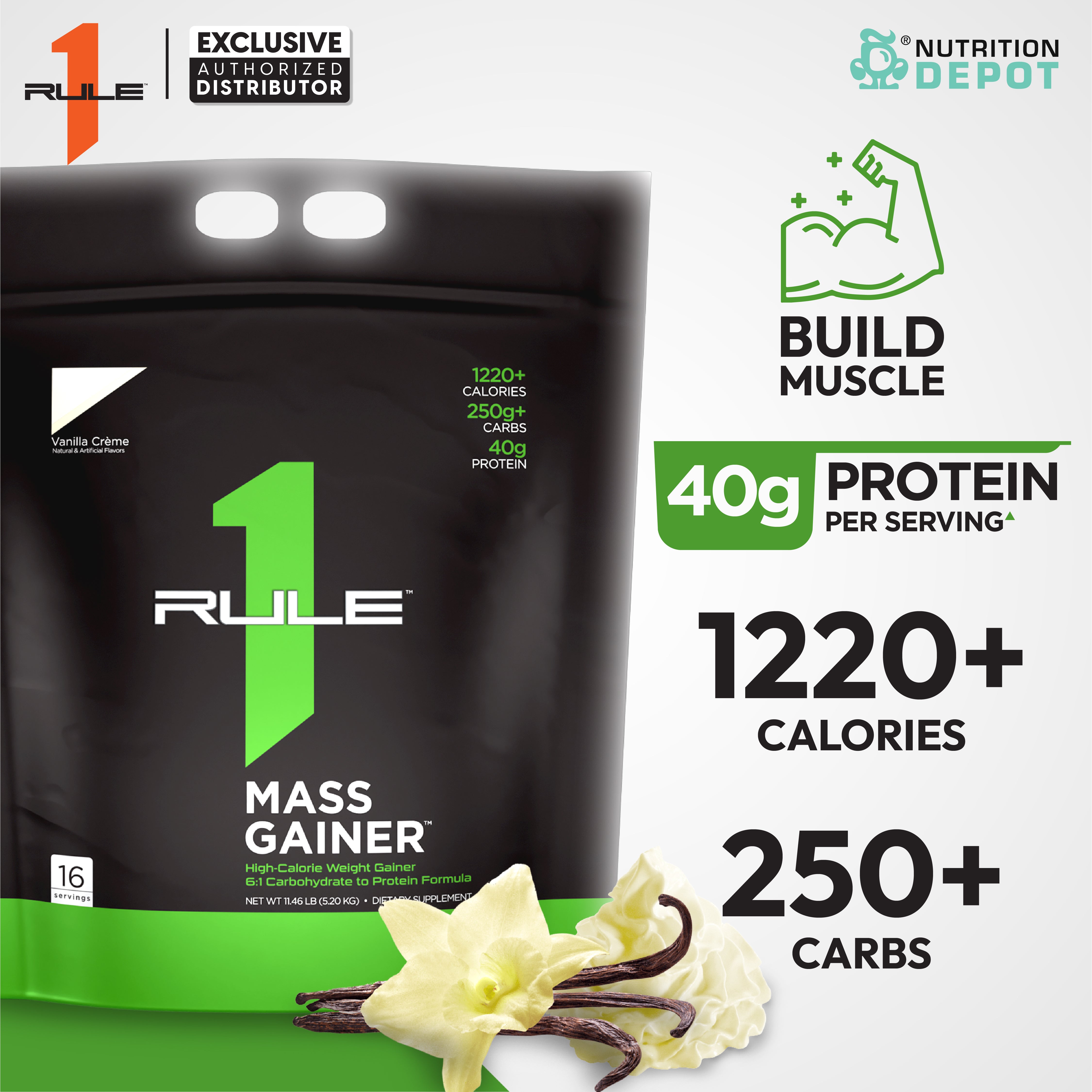 Rule1 Mass Gainer 11.43lb - Vanilla Crème เวย์โปรตีนเพิ่มน้ำหนัก