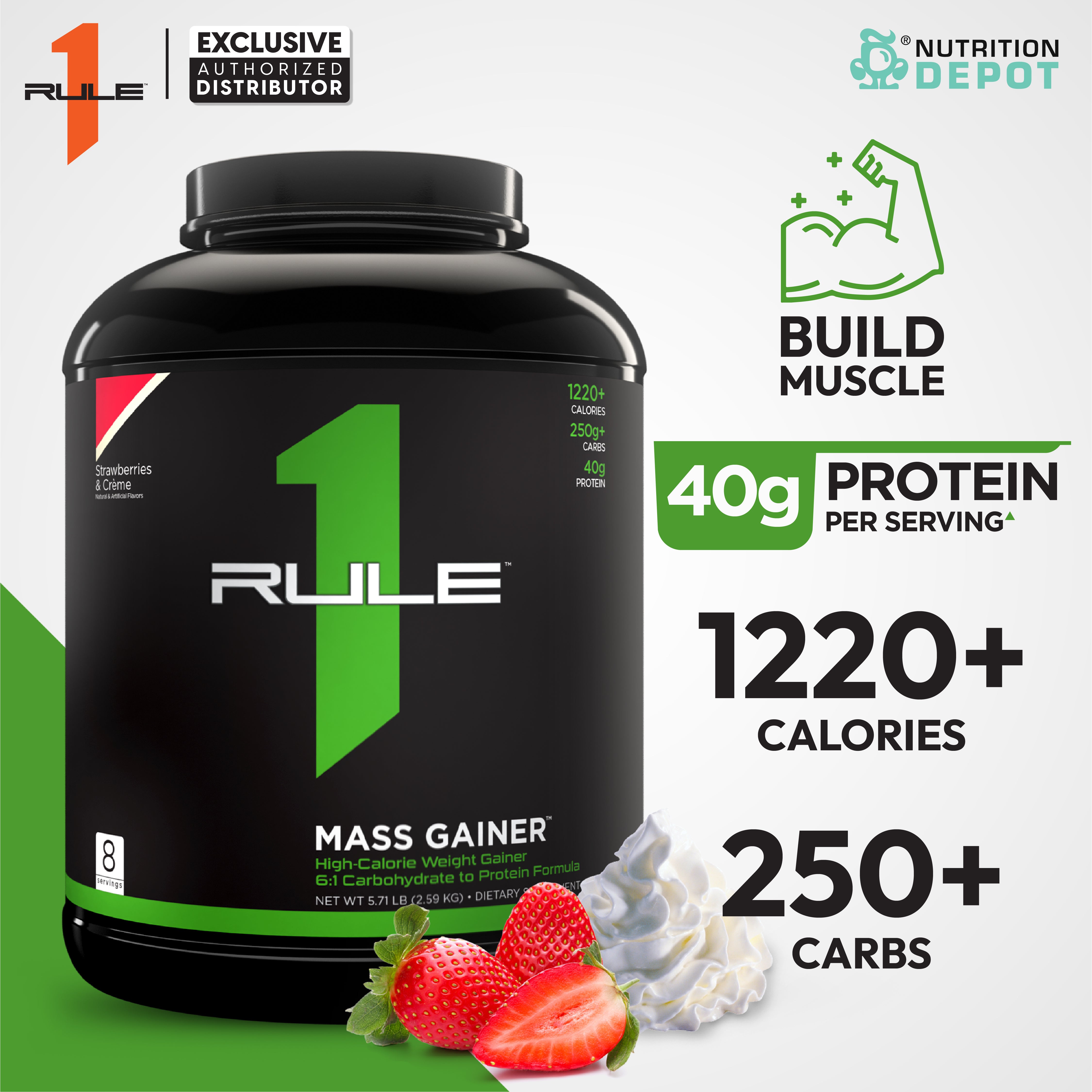 Rule1 Mass Gainer 5.73lb - Strawberries & Creme