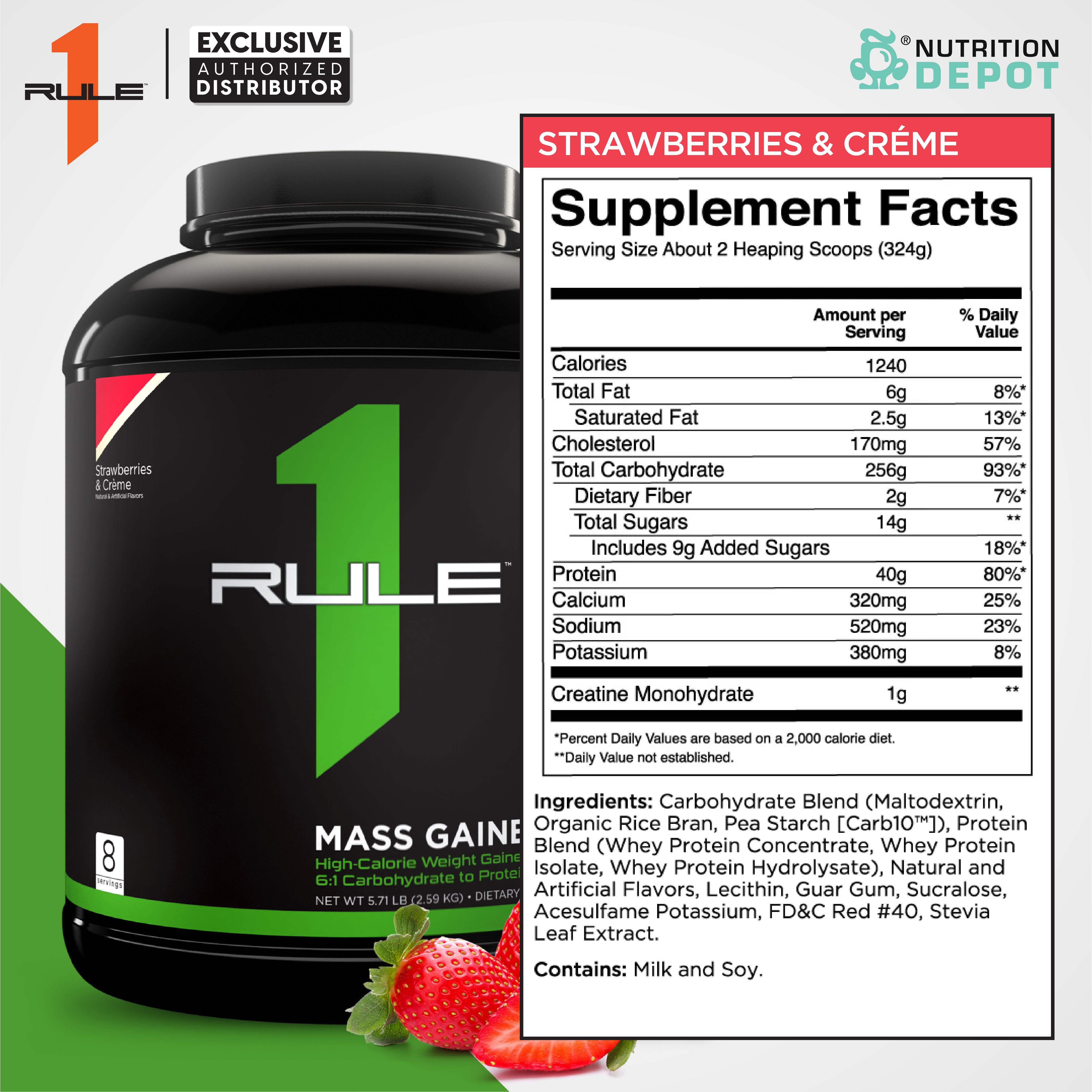 Rule1 Mass Gainer 5.73lb - Strawberries & Creme