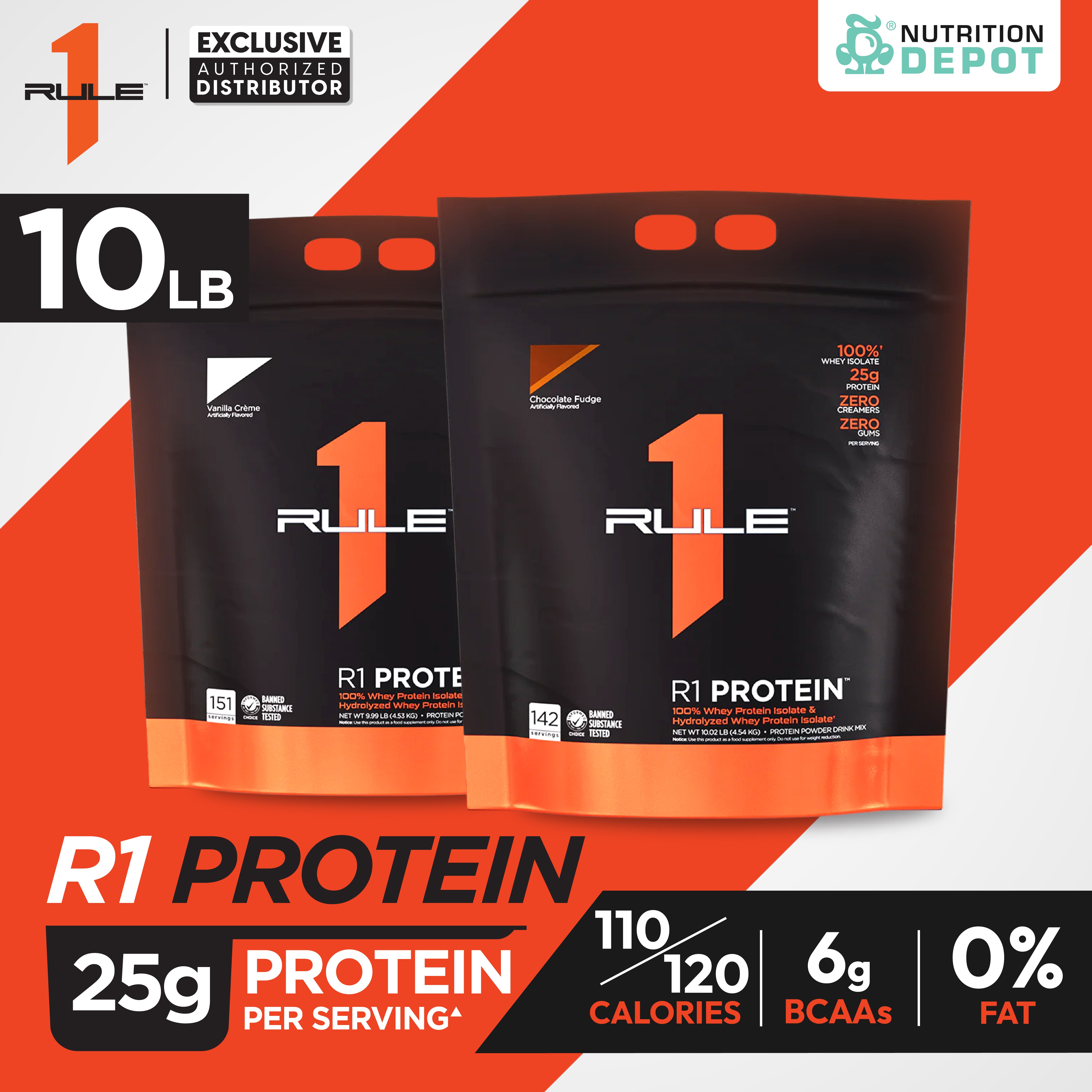 Rule1 Protein 10lb - Chocolate Fudge เวย์โปรตีนเสริมสร้างกล้ามเนื้อ