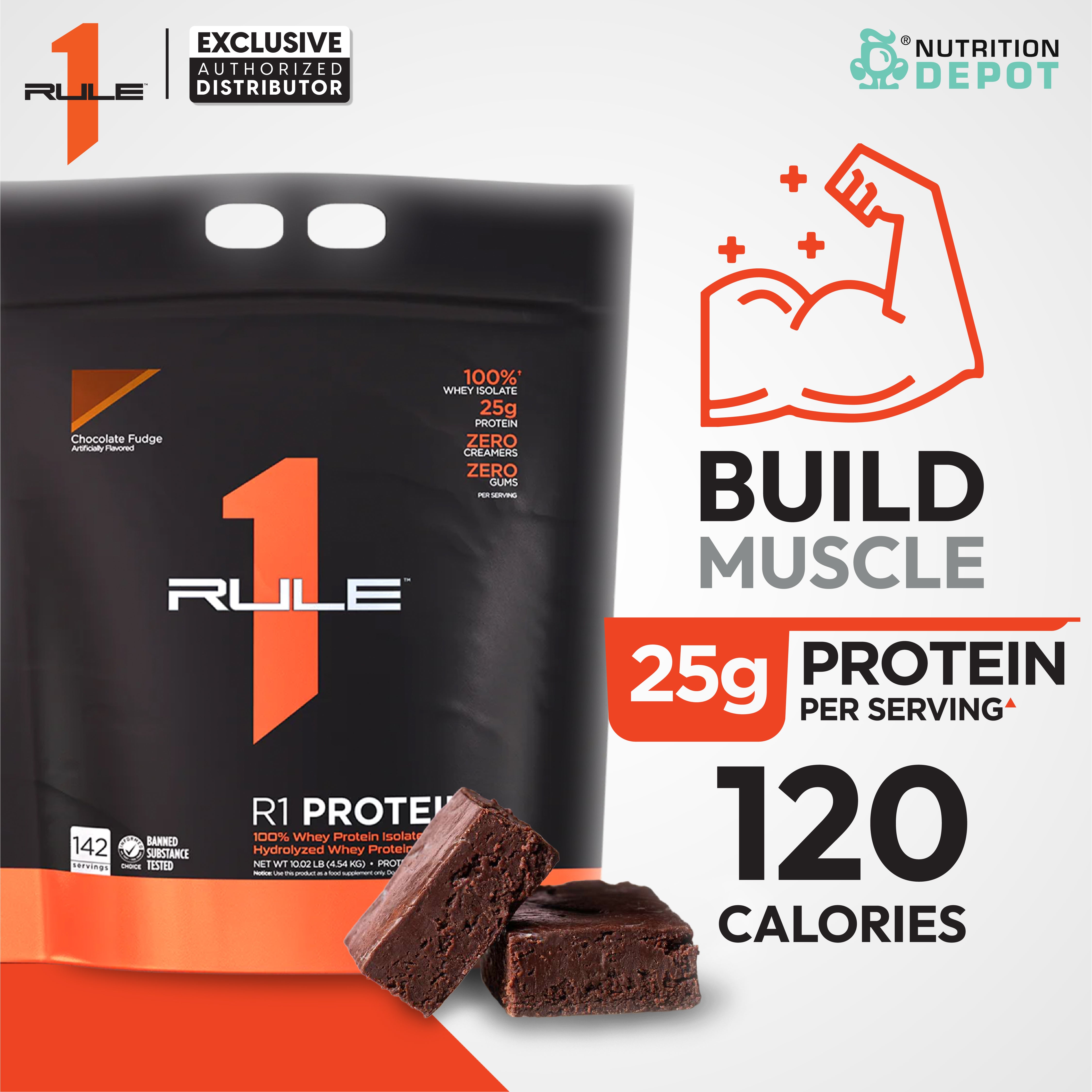 Rule1 Protein 10lb - Chocolate Fudge เวย์โปรตีนเสริมสร้างกล้ามเนื้อ