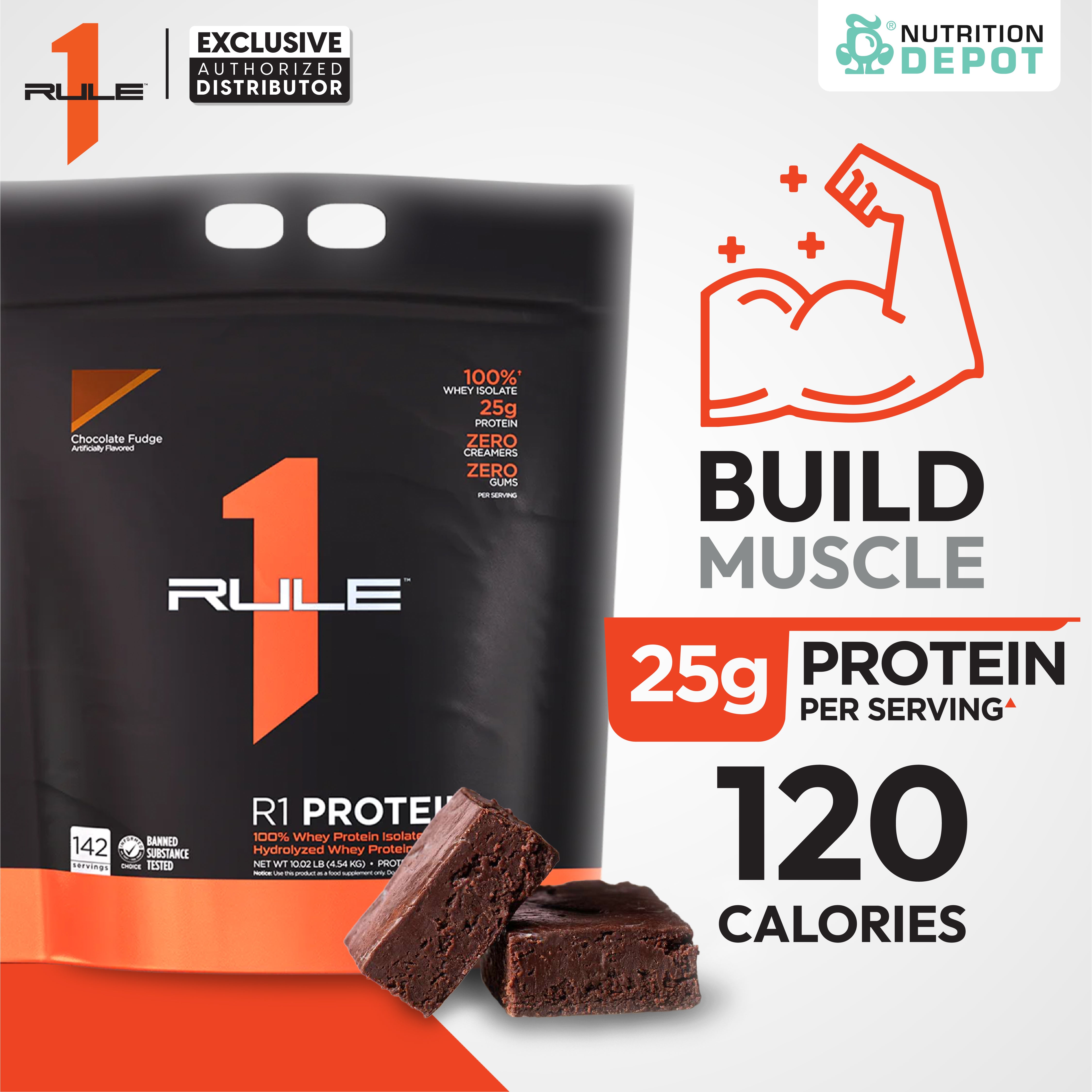 Rule1 Protein 10lb - Chocolate Fudge เวย์โปรตีนเสริมสร้างกล้ามเนื้อ