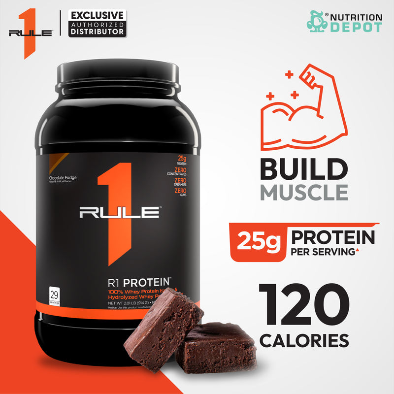 Rule1 Protein 2lb - Chocolate Fudge เวย์โปรตีนเสริมสร้างกล้ามเนื้อ