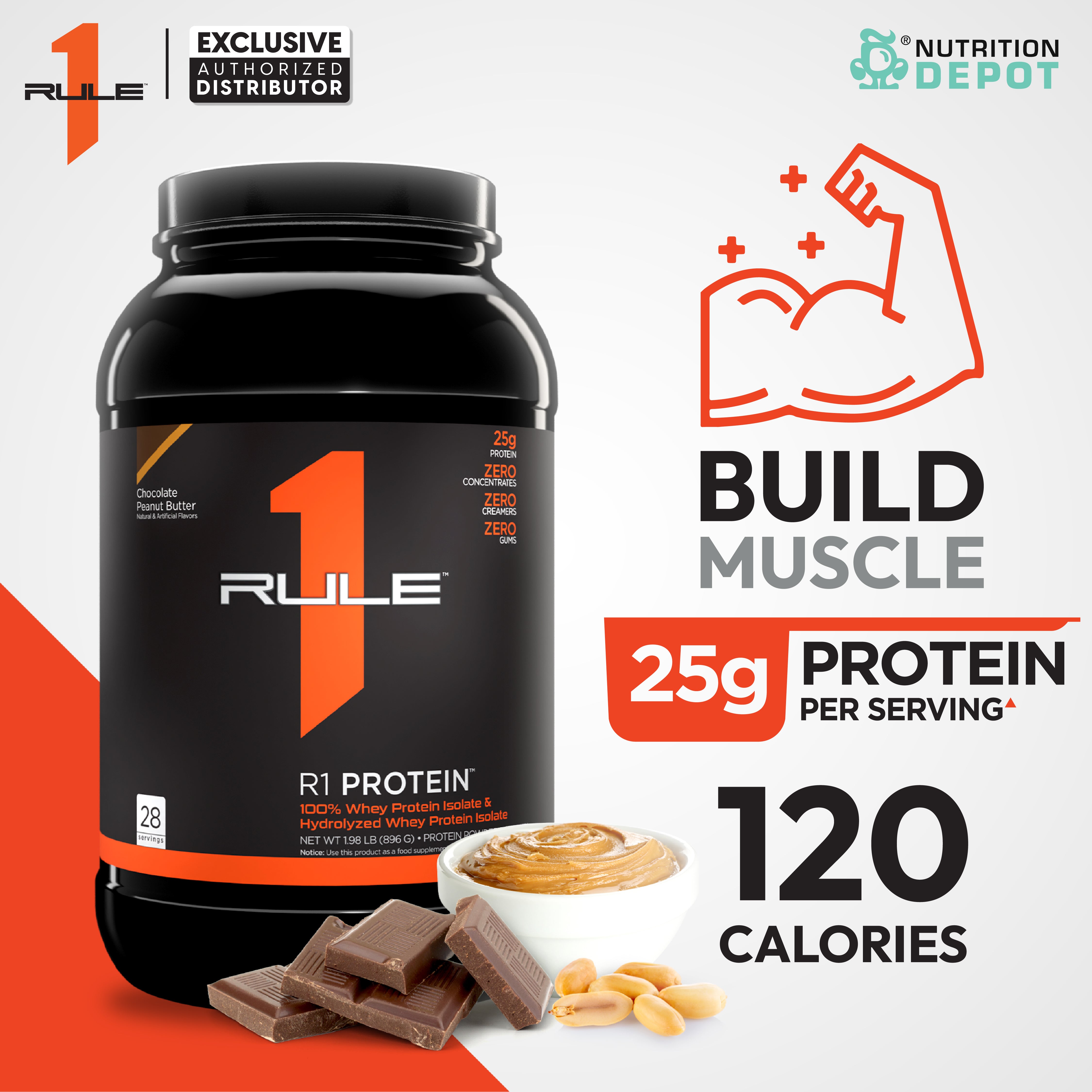 Rule1 Protein 2lb - Chocolate Peanut Butter เวย์โปรตีนเสริมสร้างกล้ามเนื้อ