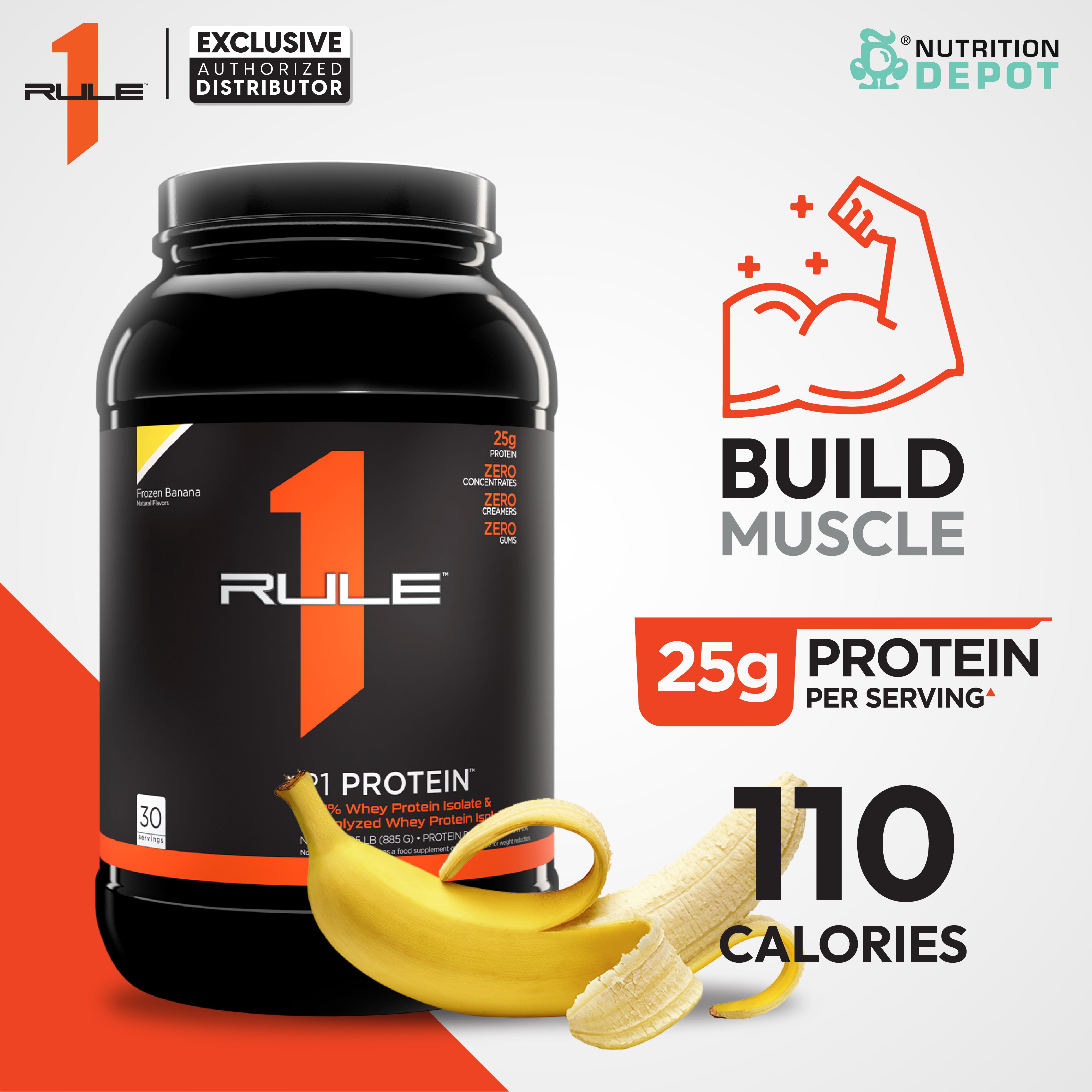 Rule1 Protein 2lb - Frozen Banana เวย์โปรตีนเสริมสร้างกล้ามเนื้อ