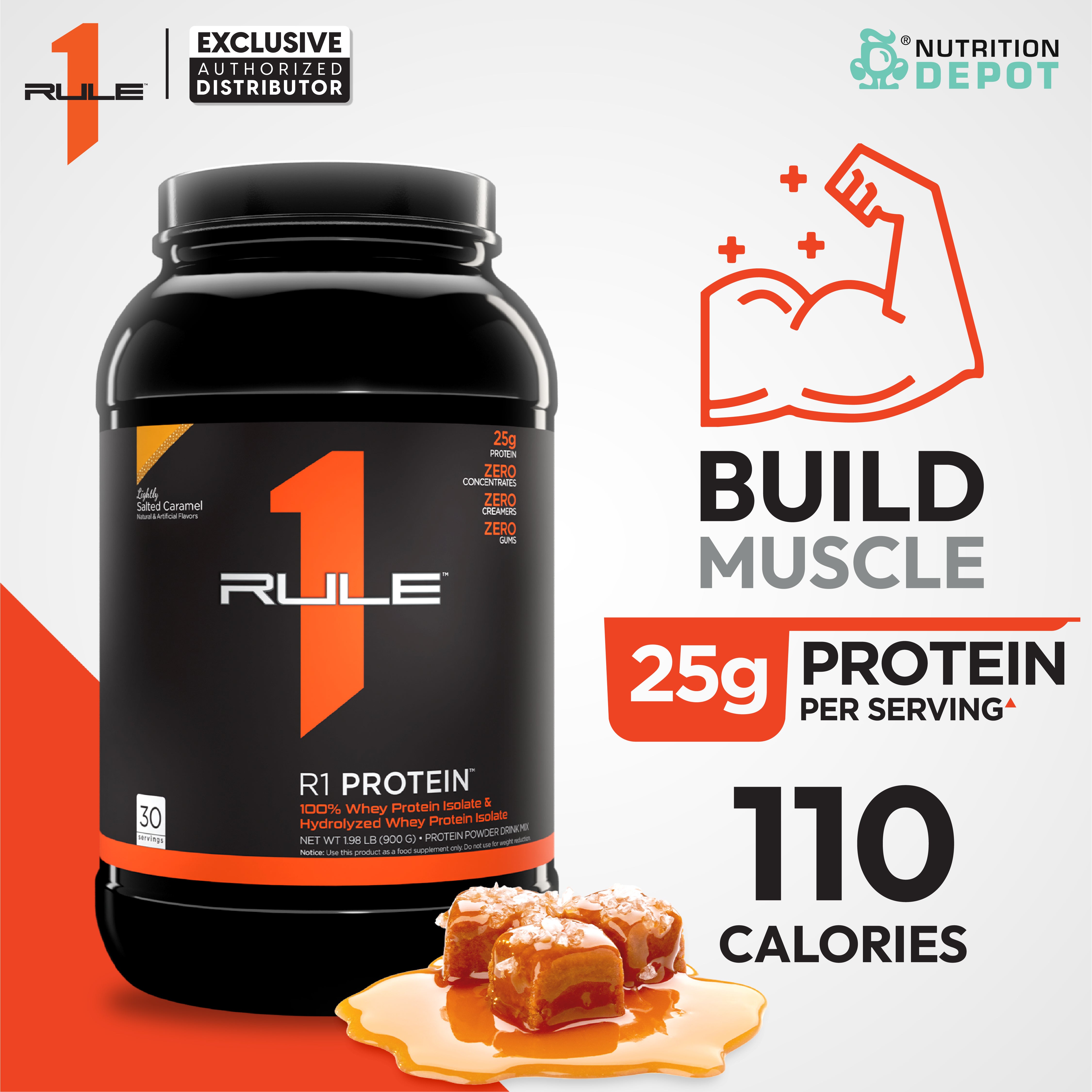 Rule1 Protein 2lb - Lightly Salted Caramel เวย์โปรตีนเสริมสร้างกล้ามเนื้อ