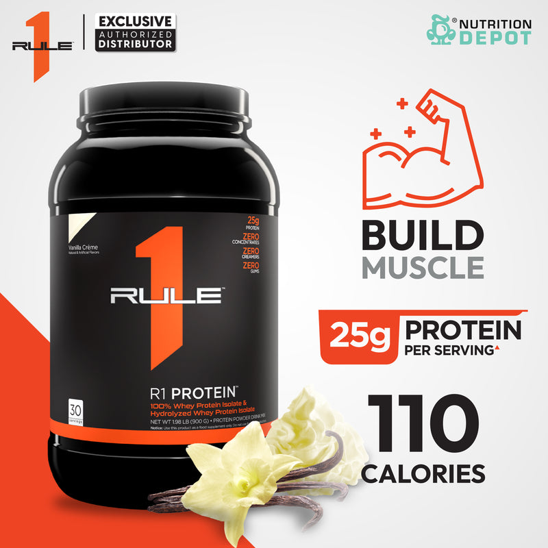 Rule1 Protein 2lb - Vanilla Creme เวย์โปรตีนเสริมสร้างกล้ามเนื้อ