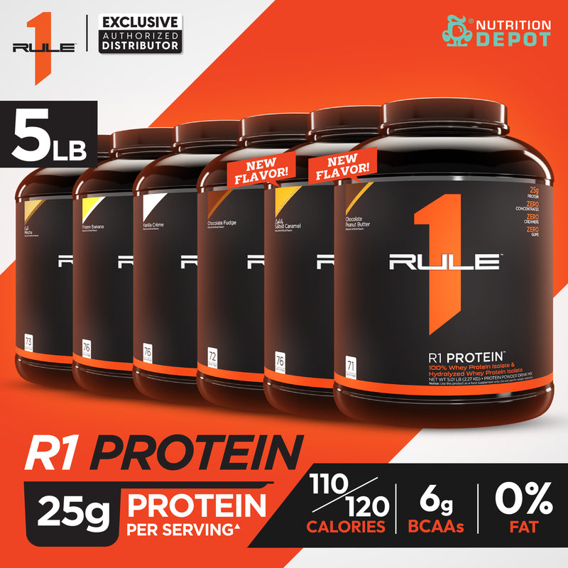Rule1 Protein 5lb - Chocolate Fudge เวย์โปรตีนเสริมสร้างกล้ามเนื้อ