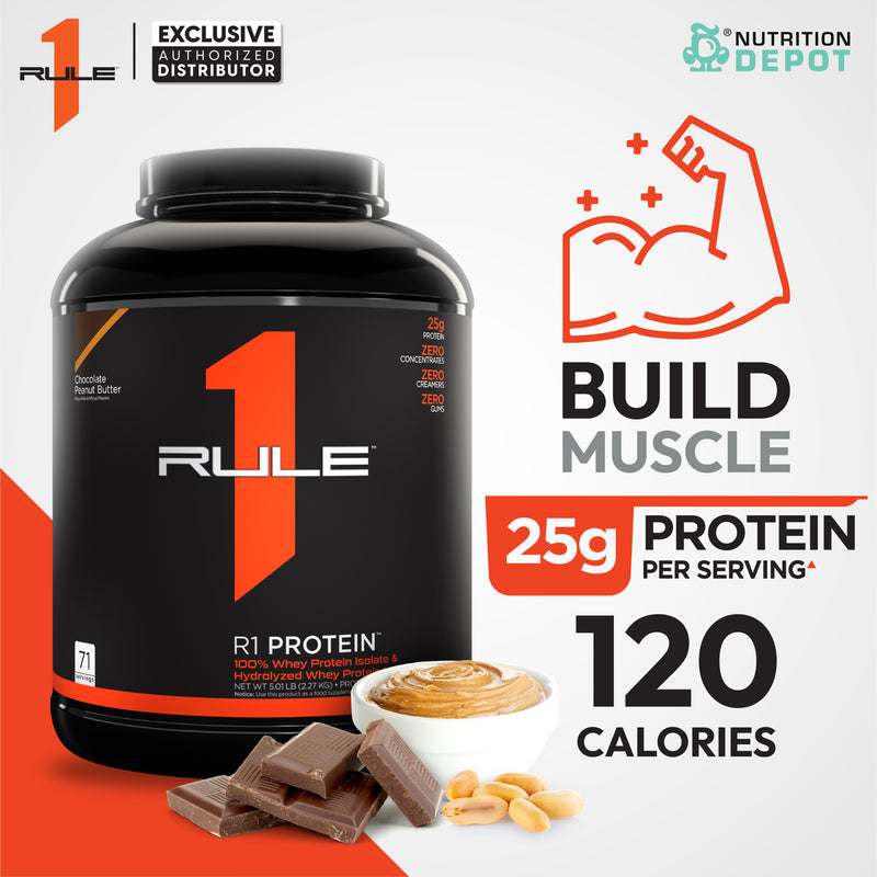 Rule1 Protein 5lb - Chocolate Peanut Butter เวย์โปรตีนเสริมสร้างกล้ามเนื้อ