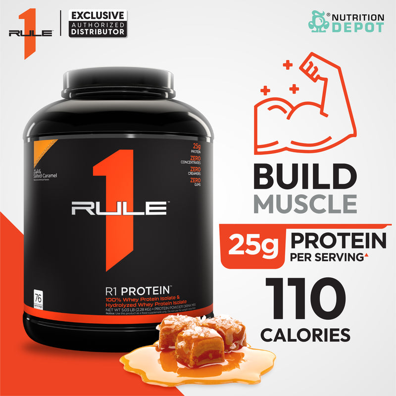 Rule1 Protein 5lb - Lightly Salted Caramel เวย์โปรตีนเสริมสร้างกล้ามเนื้อ