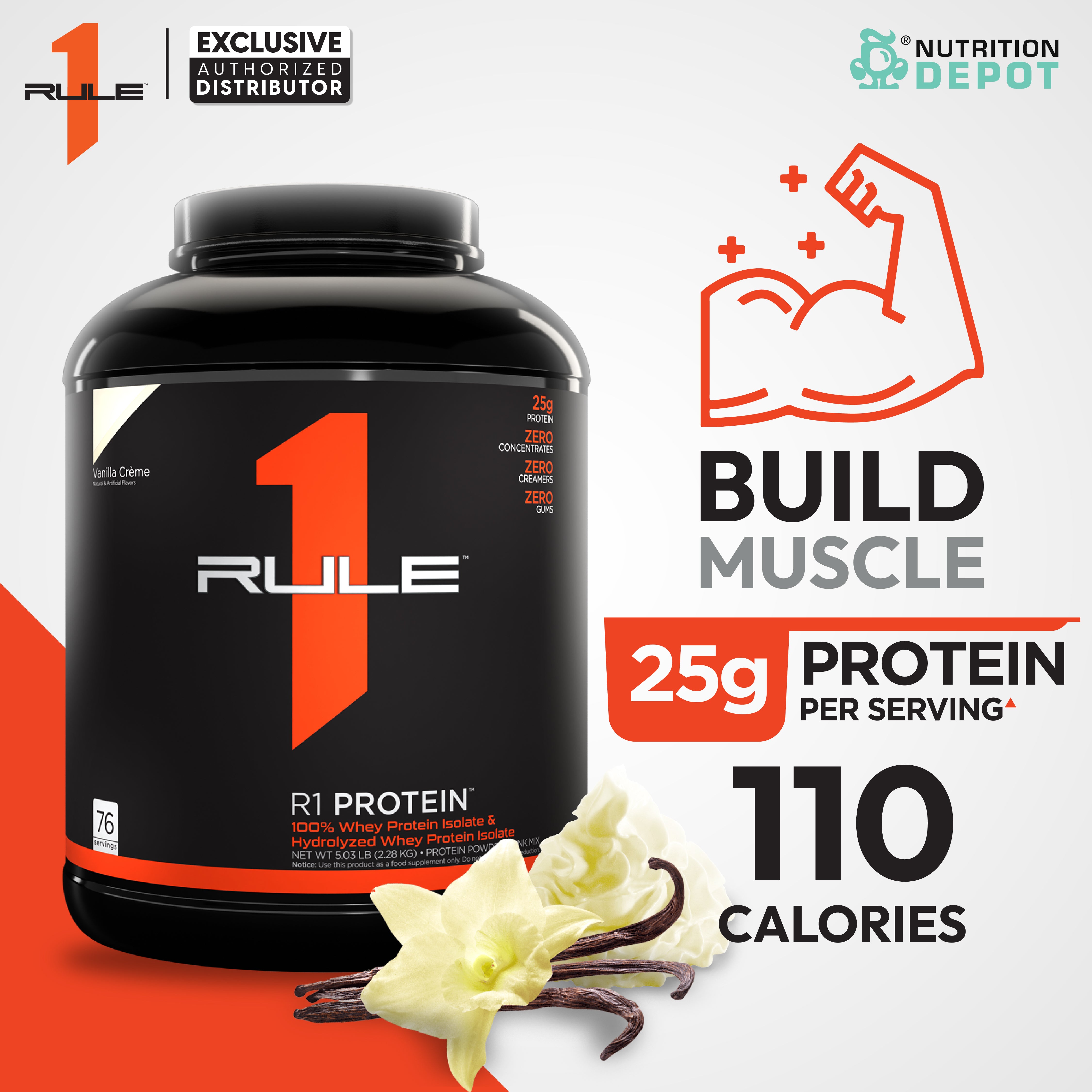 Rule1 Protein 5lb - Vanilla Crème เวย์โปรตีนเสริมสร้างกล้ามเนื้อ