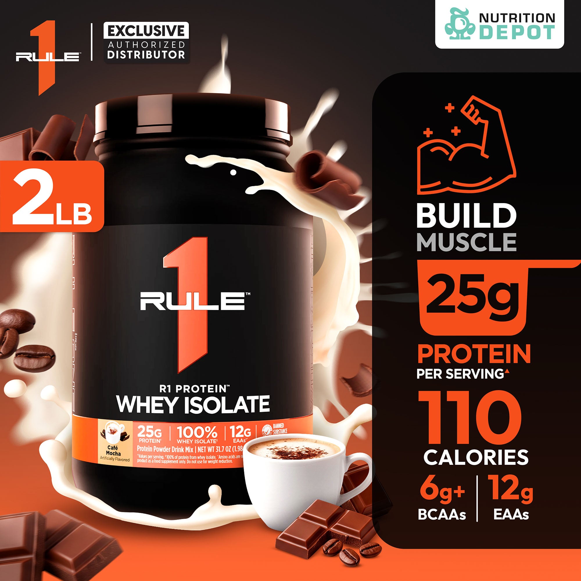 Rule1 Protein 2lb - Cafe Mocha เวย์โปรตีนเสริมสร้างกล้ามเนื้อ
