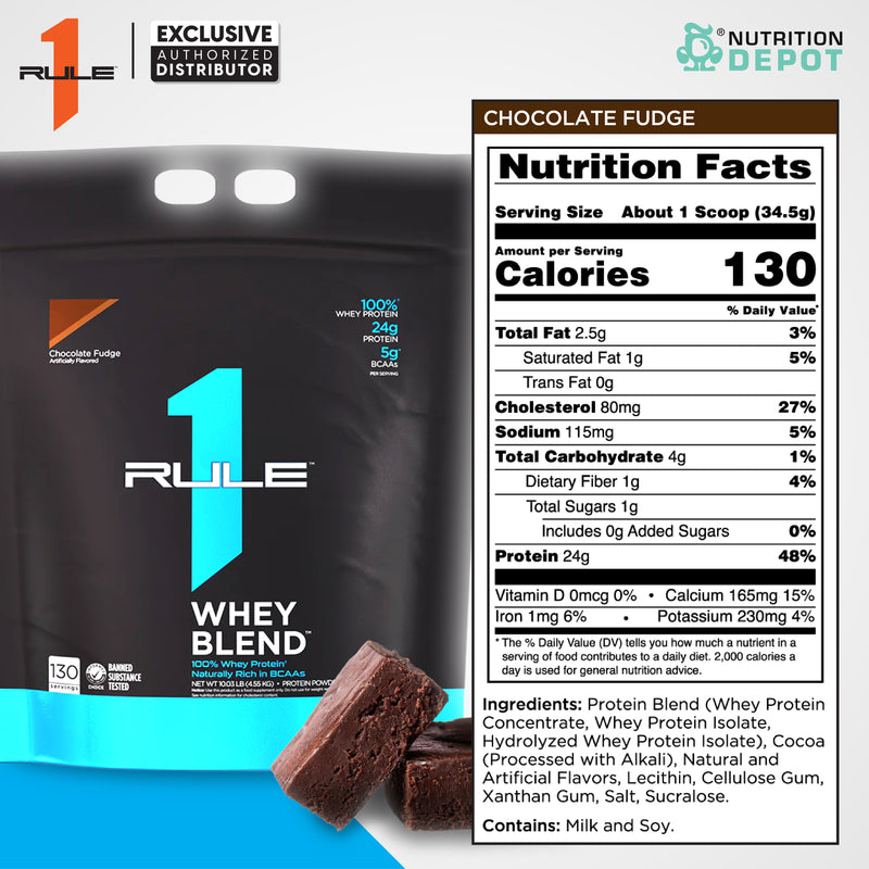 Rule1 Whey Blend 10lb - Chocolate Fudge เวย์โปรตีนเสริมสร้างกล้ามเนื้อ