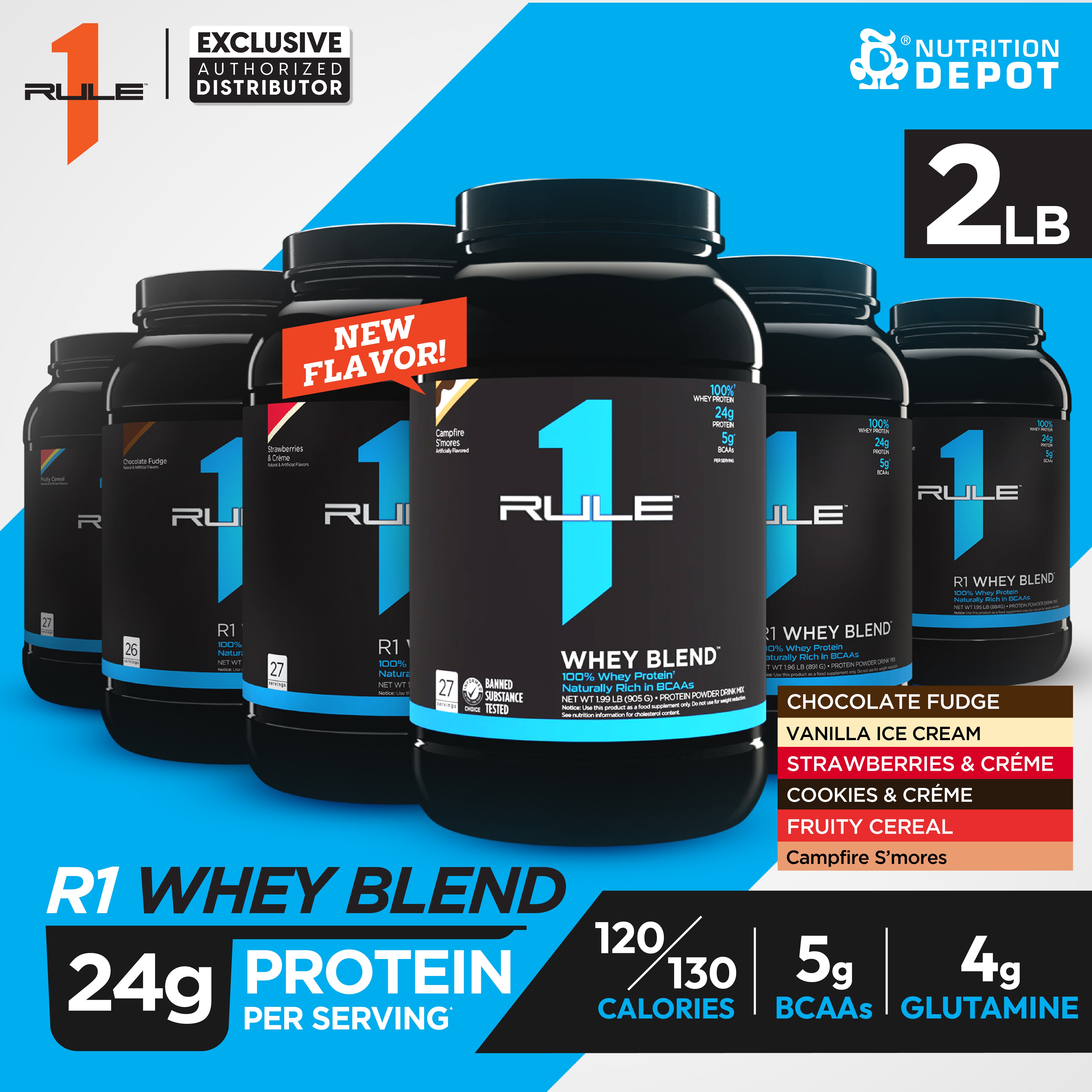 Rule1 Whey Blend 2lb - Campfire S'mores เวย์โปรตีนเสริมสร้างกล้ามเนื้อ