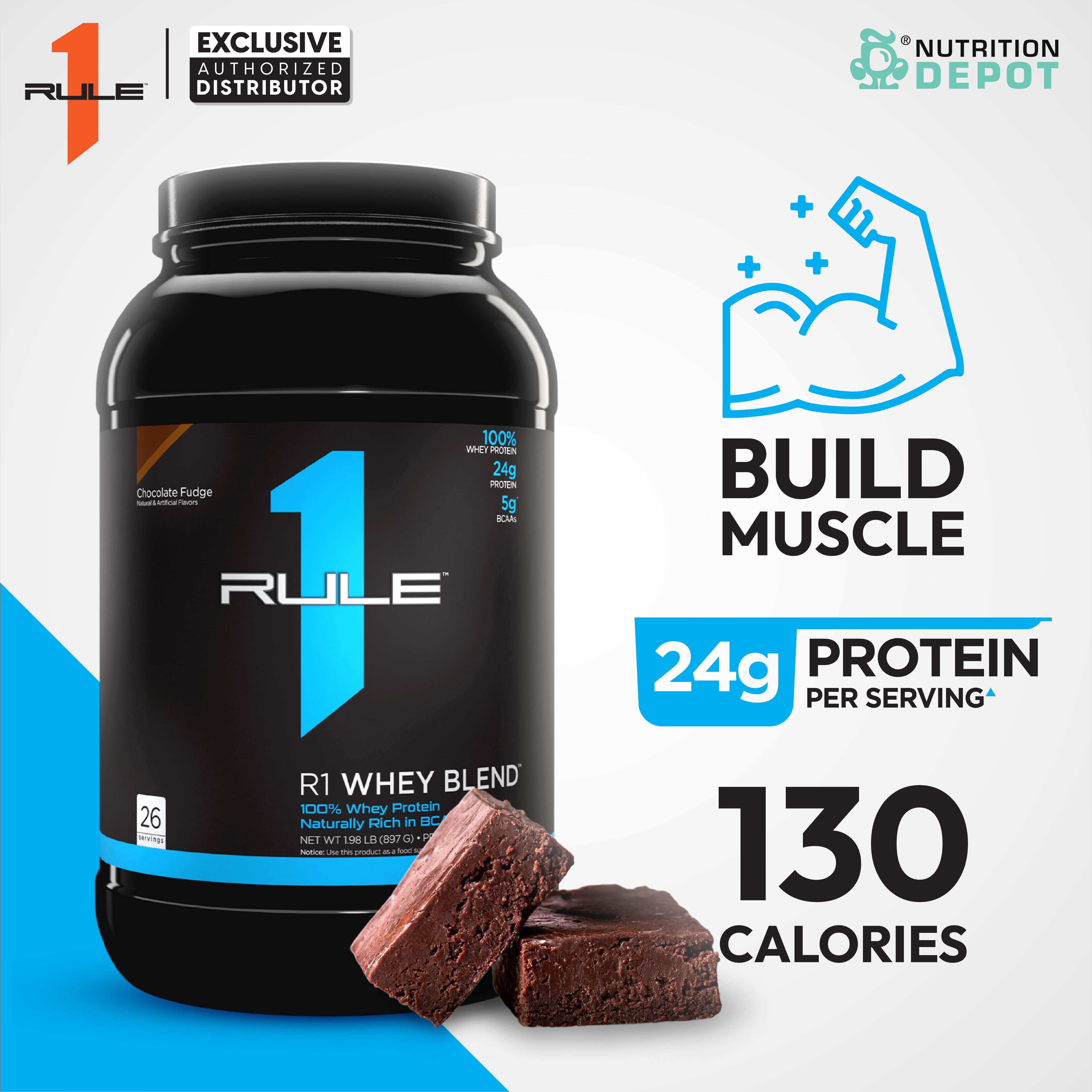 Rule1 Whey Blend 2lb - Chocolate Fudge เวย์โปรตีนเสริมสร้างกล้ามเนื้อ