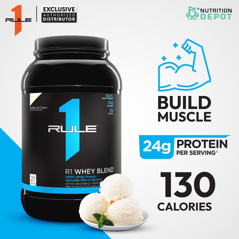 Rule1 Whey Blend 2lb - Vanilla Creme เวย์โปรตีนเสริมสร้างกล้ามเนื้อ