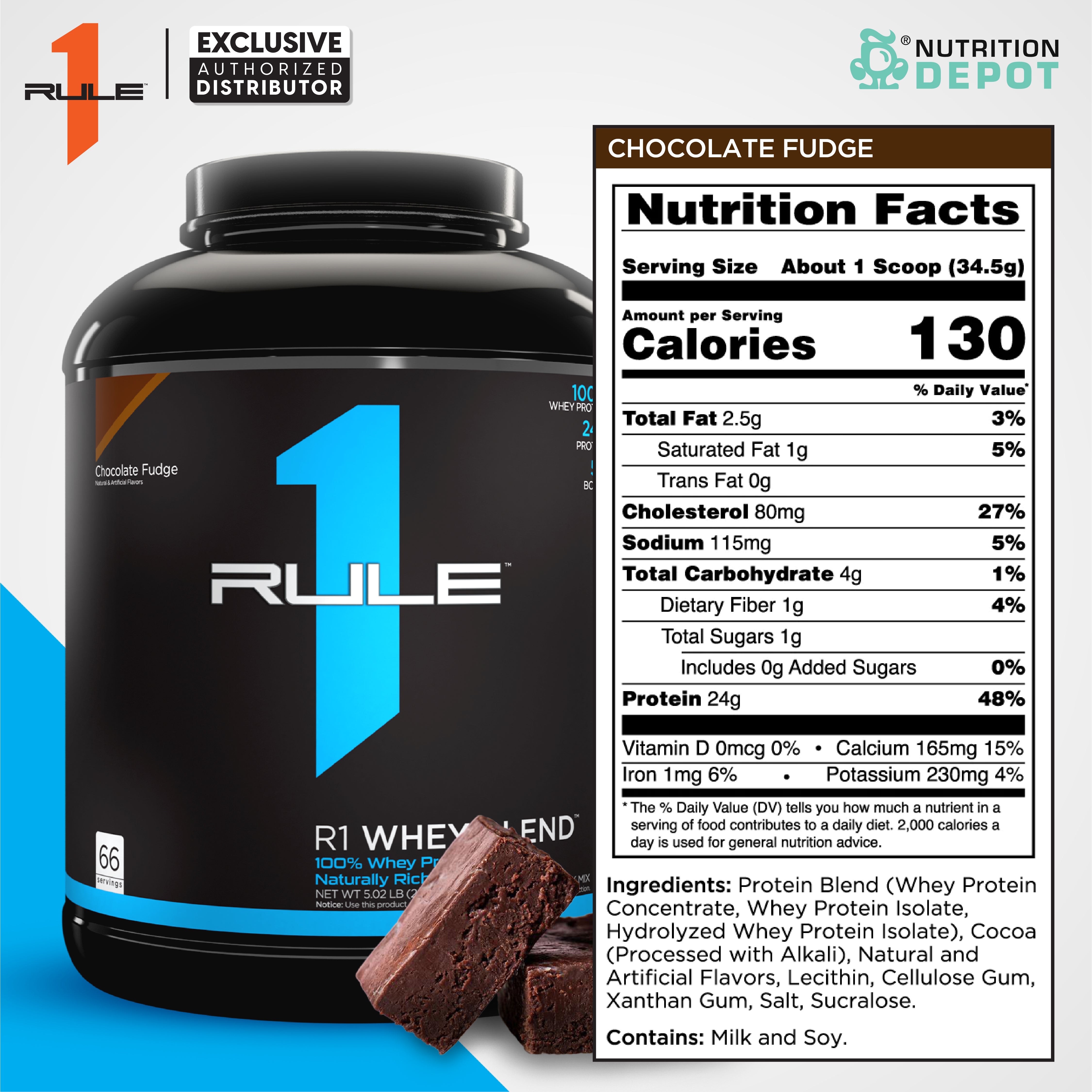 Rule1 Whey Blend 5lb - Chocolate Fudge เวย์โปรตีนเสริมสร้างกล้ามเนื้อ