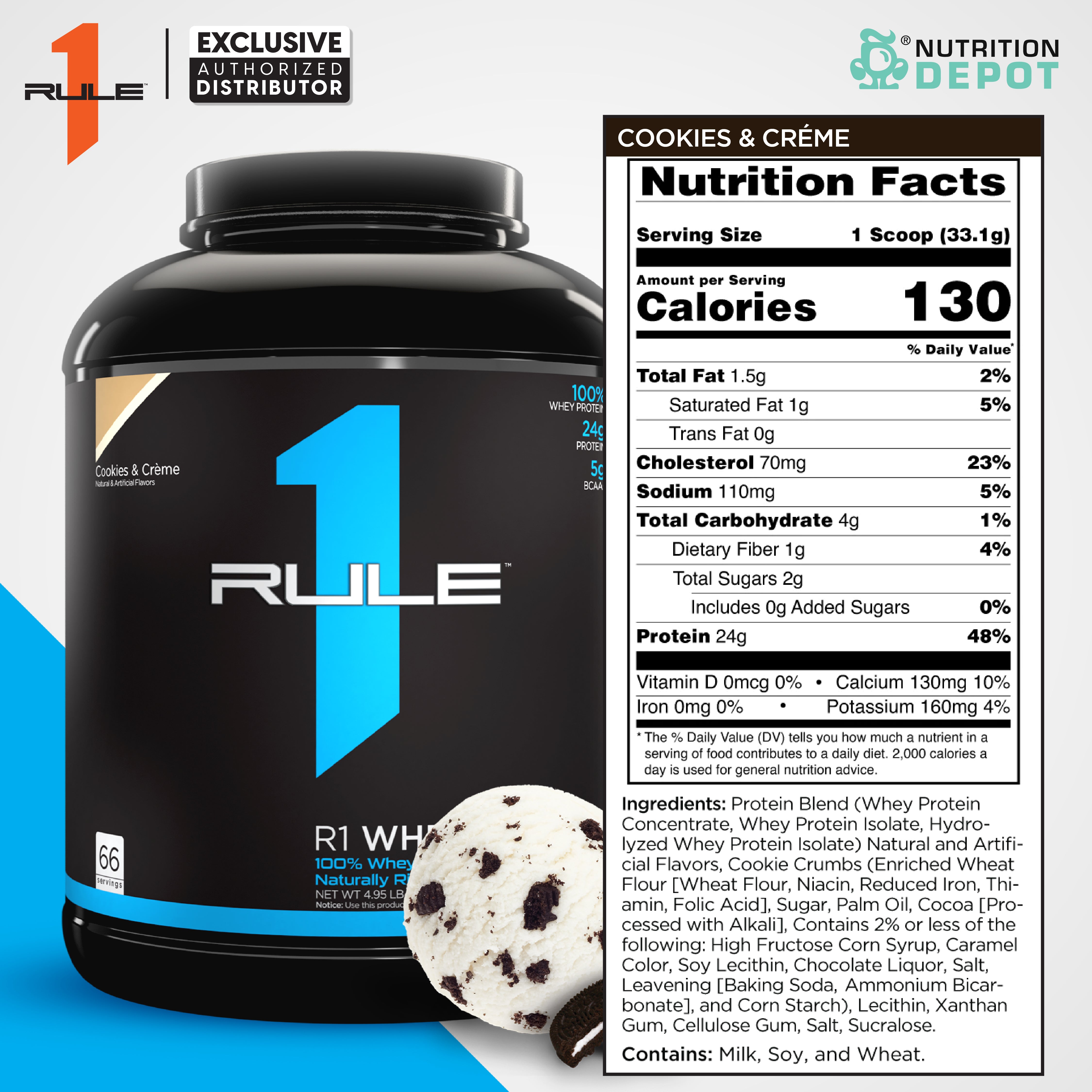 Rule1 Whey Blend 5lb - Cookies & Creme เวย์โปรตีนเสริมสร้างกล้ามเนื้อ